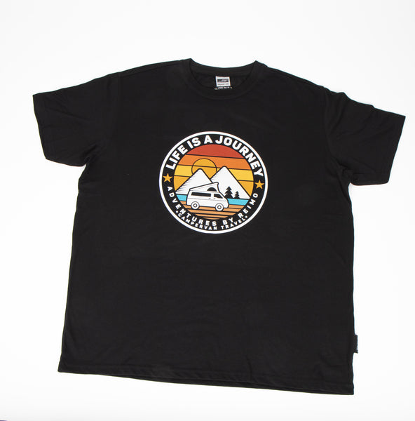 Reimo LIFE IS A JOURNEY Herren-T-Shirt – Schwarz, Größe XXL