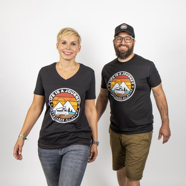 Reimo LIFE IS A JOURNEY Damen-T-Shirt – Schwarz, Größe L