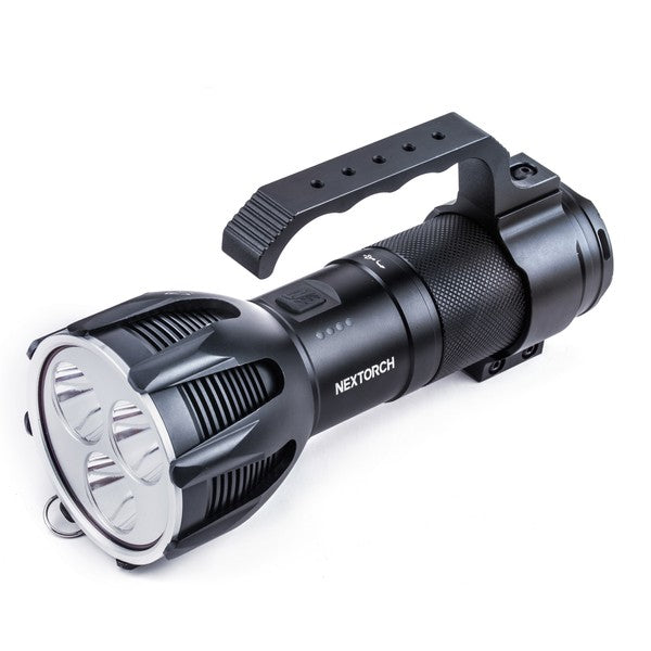 Schwarze NEXTORCH HM30 Mehrzweckgriff-Halterung mit robustem Griff und integriertem Taschenlampenhalter aus Metall.