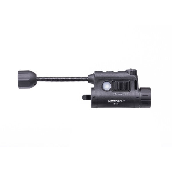 NextorchNEXTORCH rStar – Taktische Helmlampe mit ARC - Rail - Montage, Weiß / Rot / Grün / IR + IFF - Black Raptor