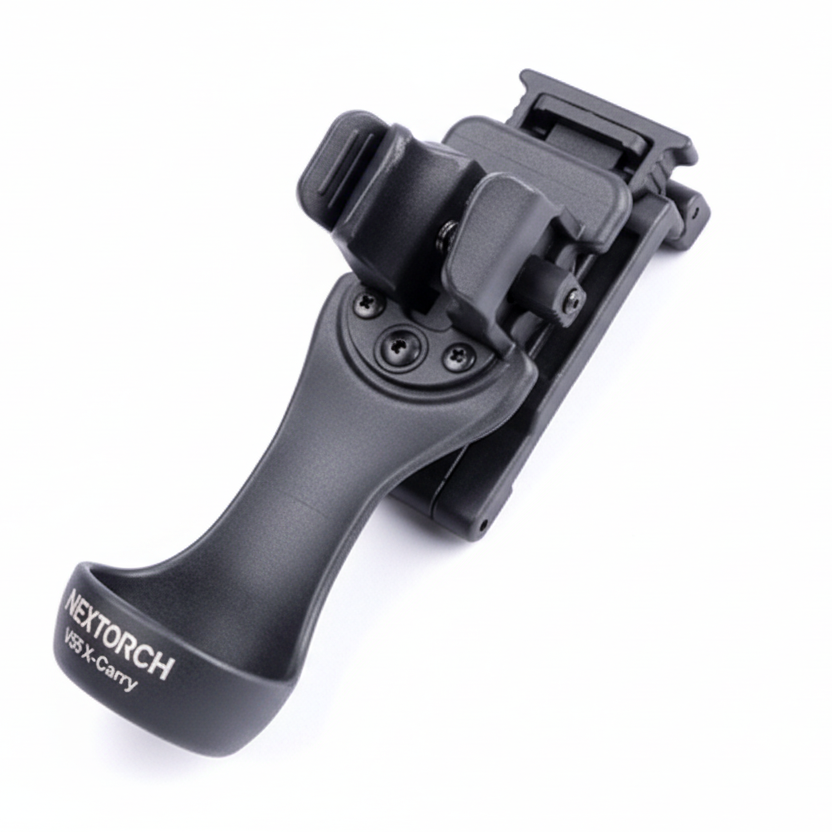 Schwarzes NEXTORCH V55L Tactical Taschenlampen-Holster, 360° drehbar mit Schnellverschluss aus robustem Kunststoff,.