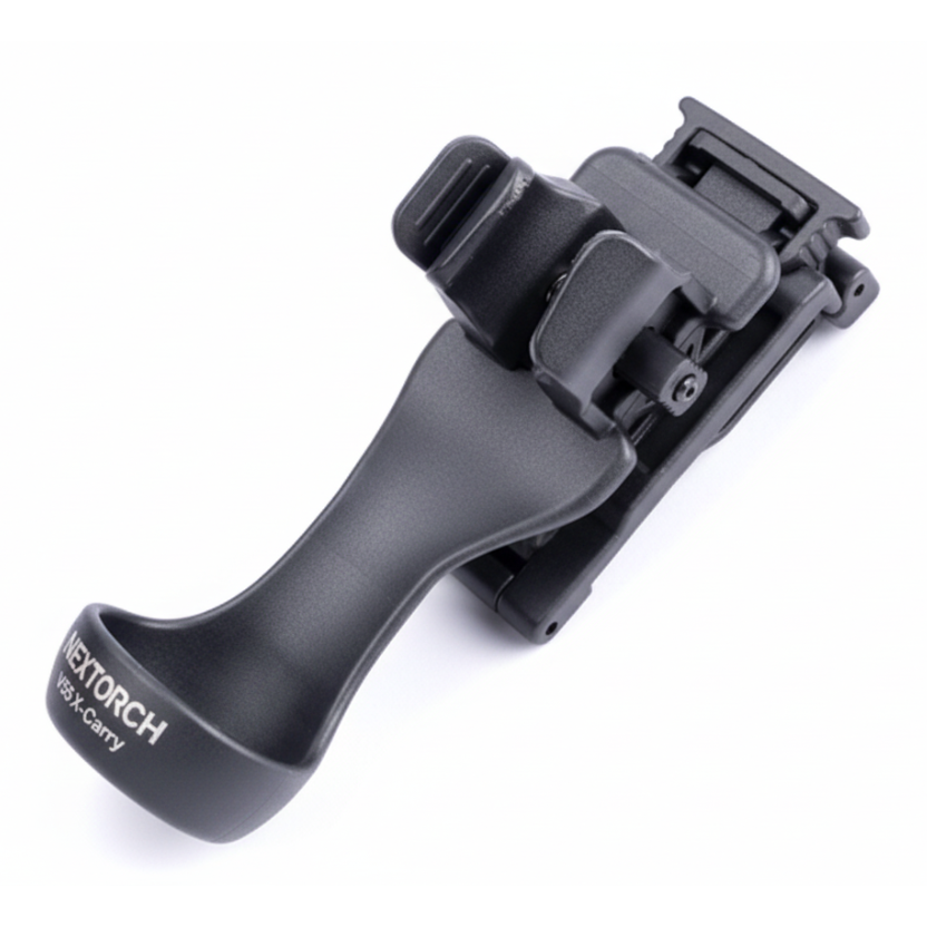 Schwarzes NEXTORCH V55 Taschenlampenholster mit ergonomischem Griff, 360° drehbarem Schnellverschluss, glatte Oberfläche und .