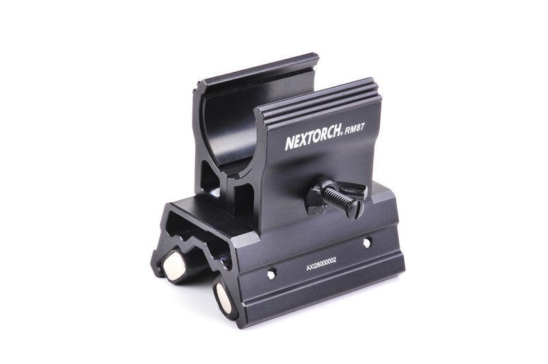 Schwarze NEXTORCH RM87 Magnethalterung aus Metall mit Schraubmechanismus und Griff für Taschenlampen 23–26,5 mm, kompakte.