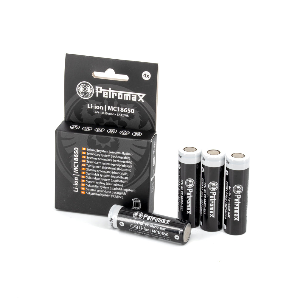Wiederaufladbare Li-Ion Akkus 18650 - 3,6 V, 3450 mAh - 4er-Pack, ungeschuetzt