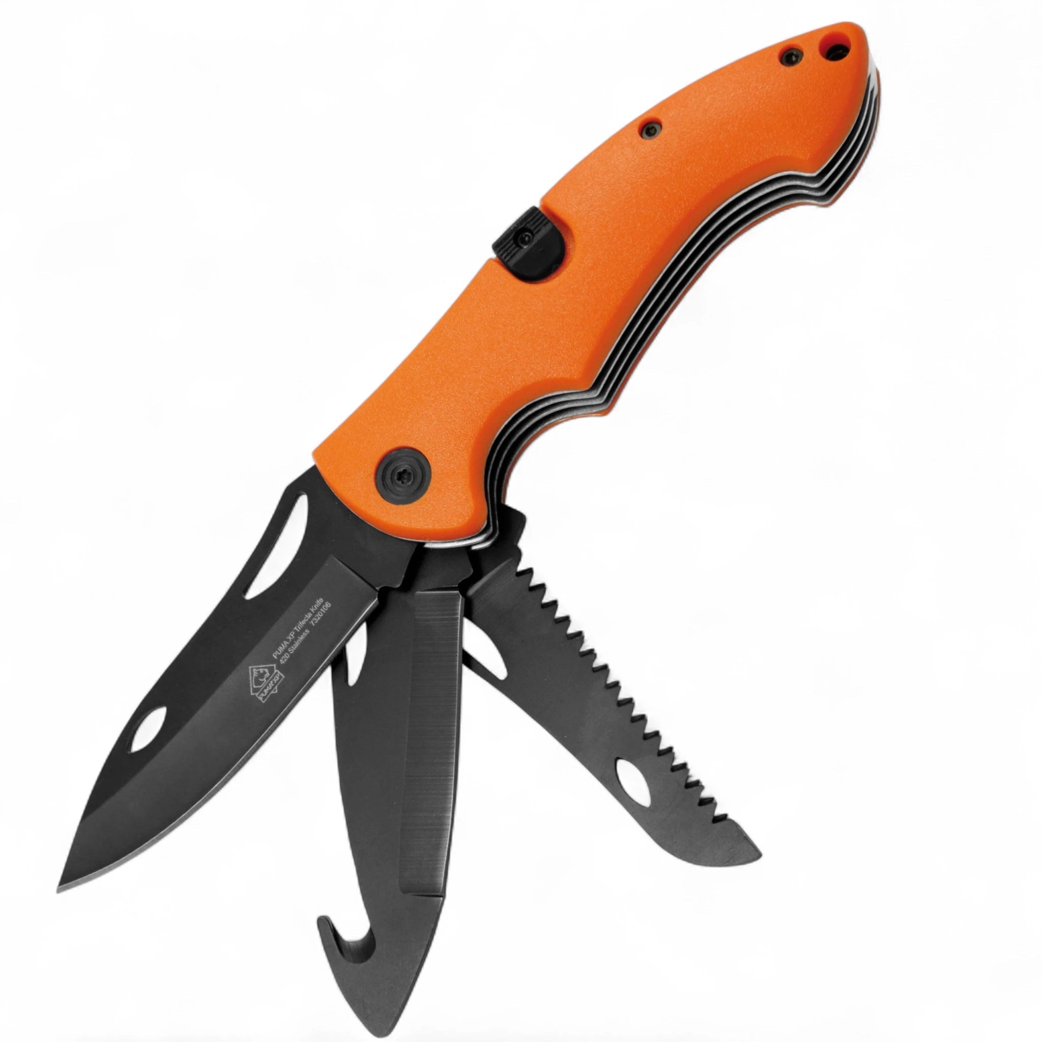 PumaPuma XP Trifecta Orange – Jagdmesser mit Aufbrechklinge & Säge - Black Raptor