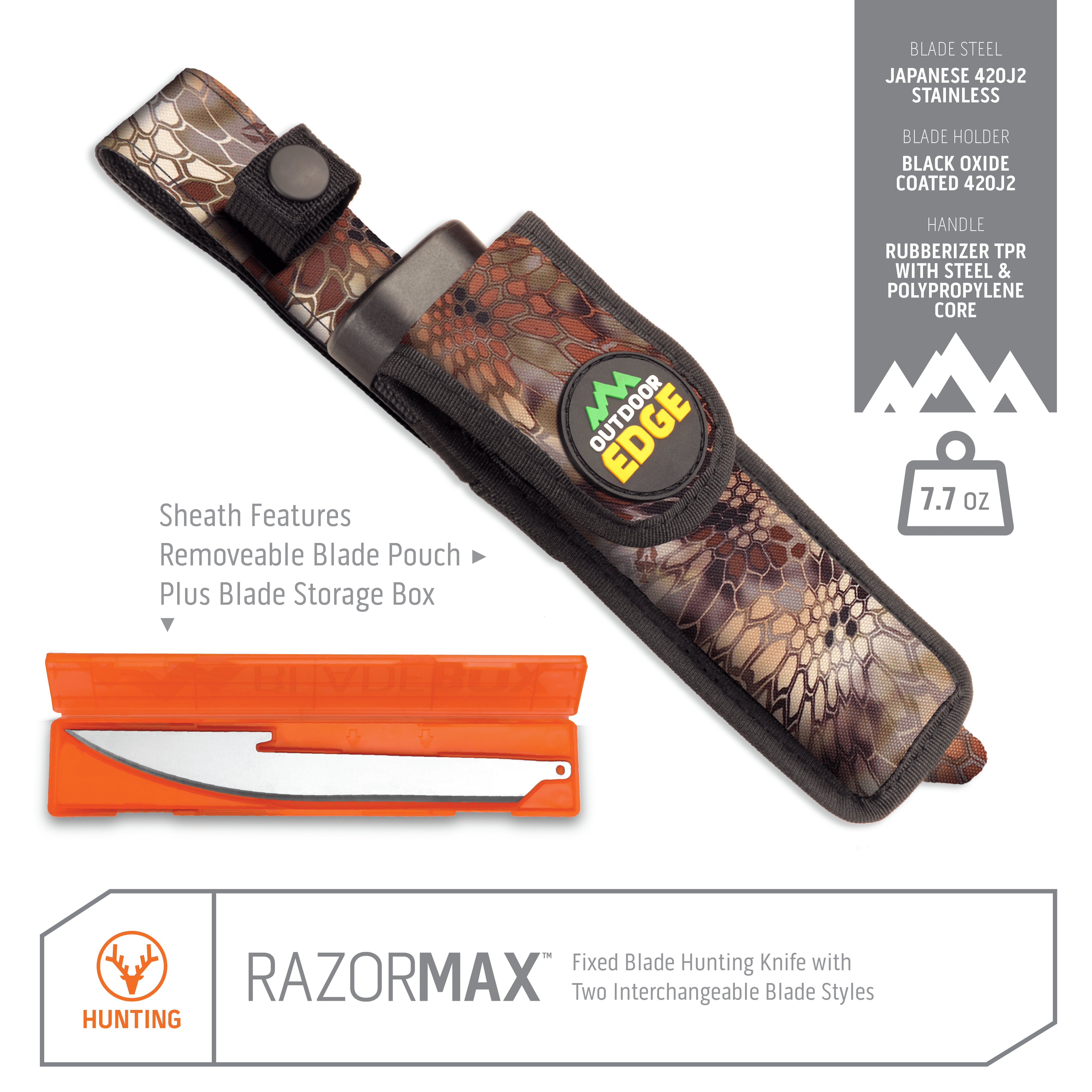 Outdoor Edge Razor Max · Nylonscheide mit abnehmbarer Klingentasche und Gürtelschlaufe