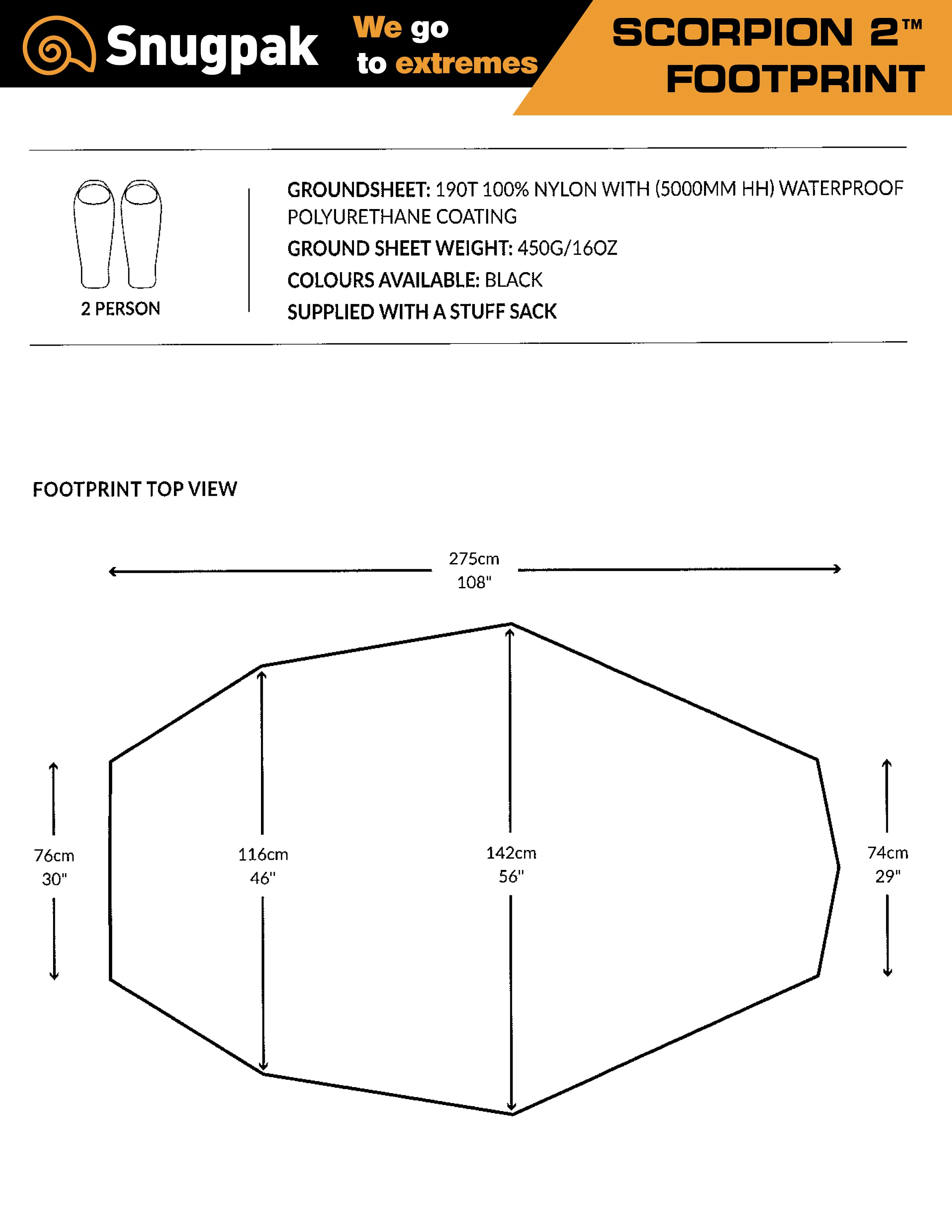 Snugpak Scorpion 2 Footprint ausgebreitet mit Befestigungsschlaufen