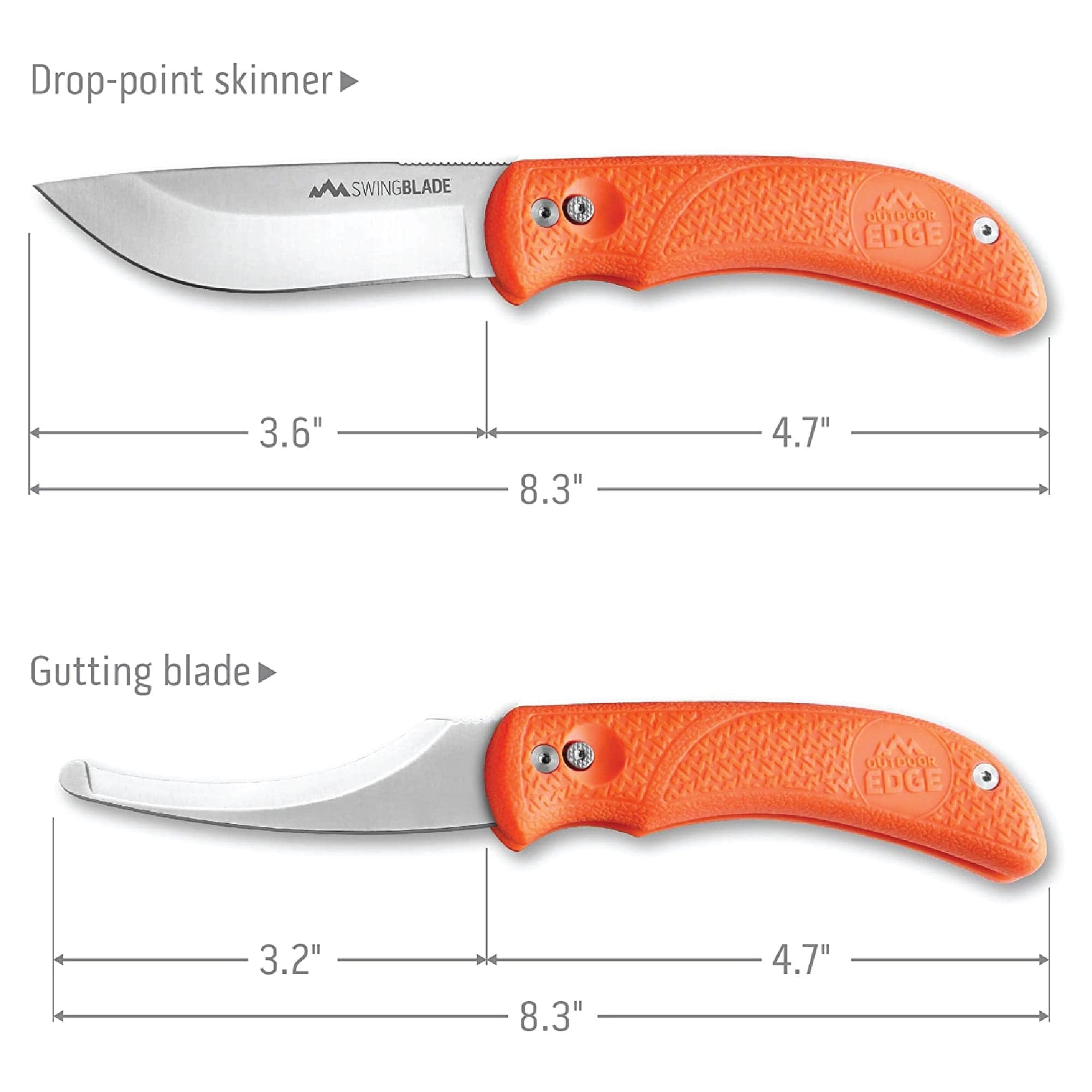 Outdoor Edge SwingBlade · 9,0-cm-Drop-Point- und 8,1-cm-Aufbrechklinge im Vergleich