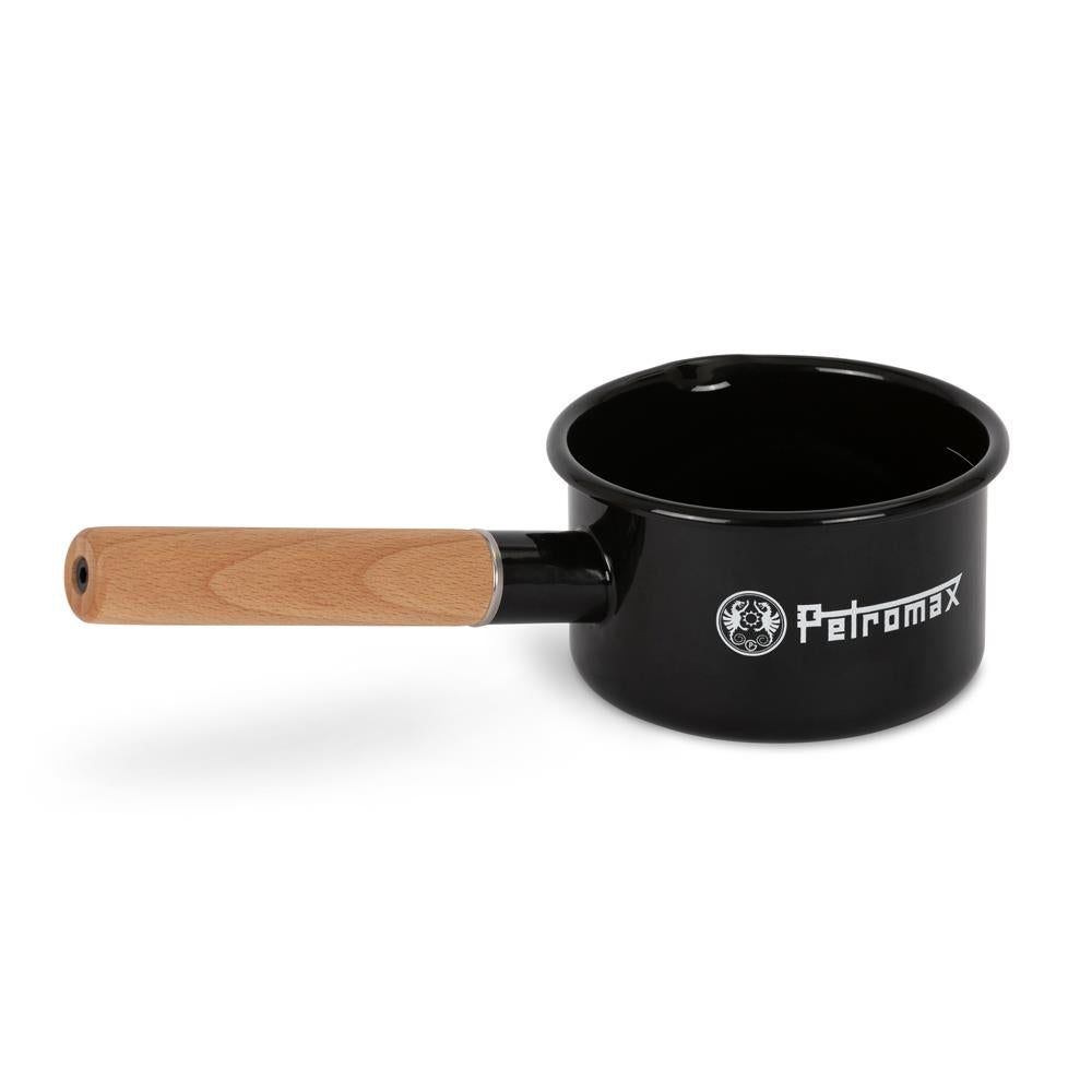 Emaille Stieltopf schwarz (0,5 Liter)