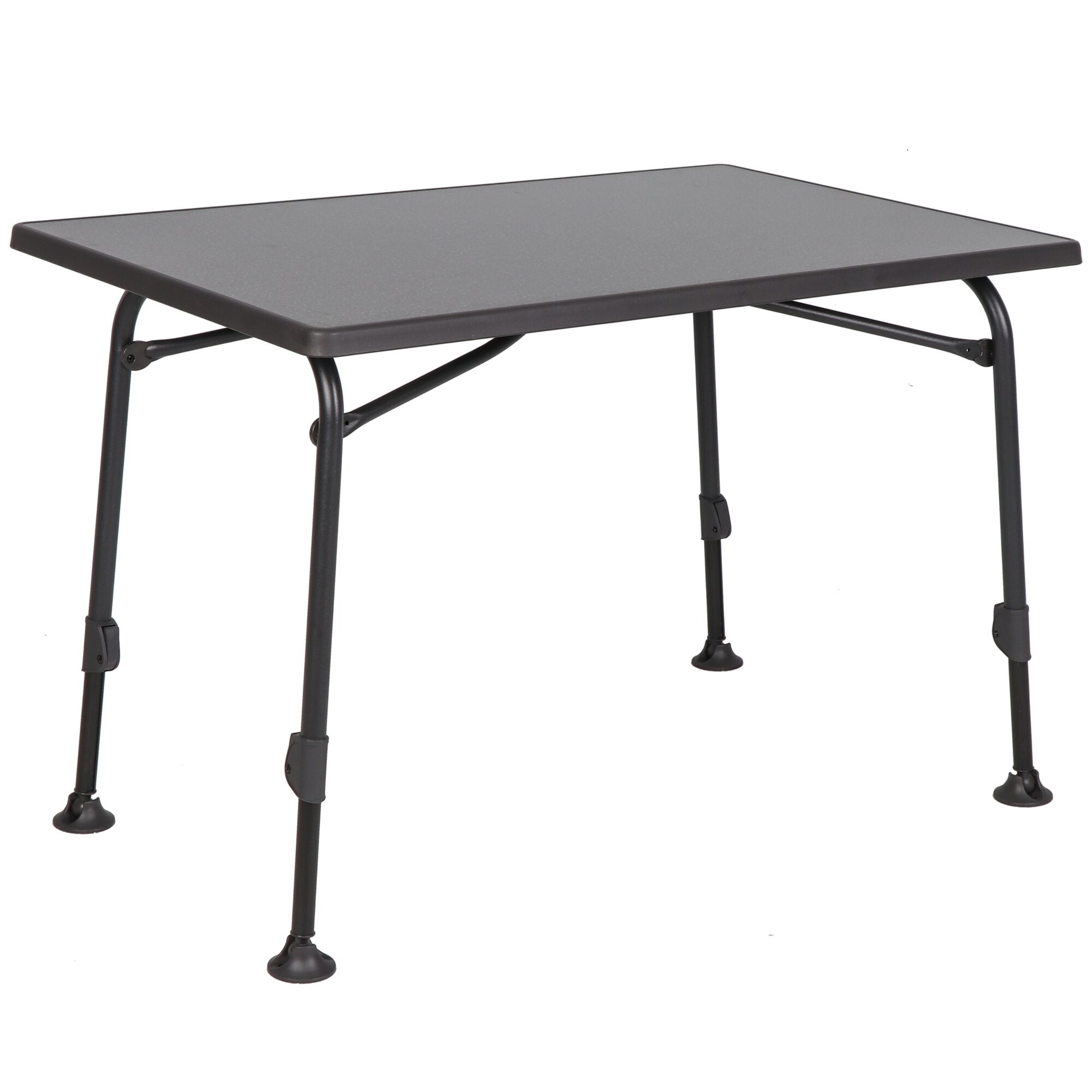 Aircolite Blackedition Campingtisch, 115 cm, graue Tischplatte, glatte Oberfläche, abgerundete Ecken, schwarze Beine mit Querstreben