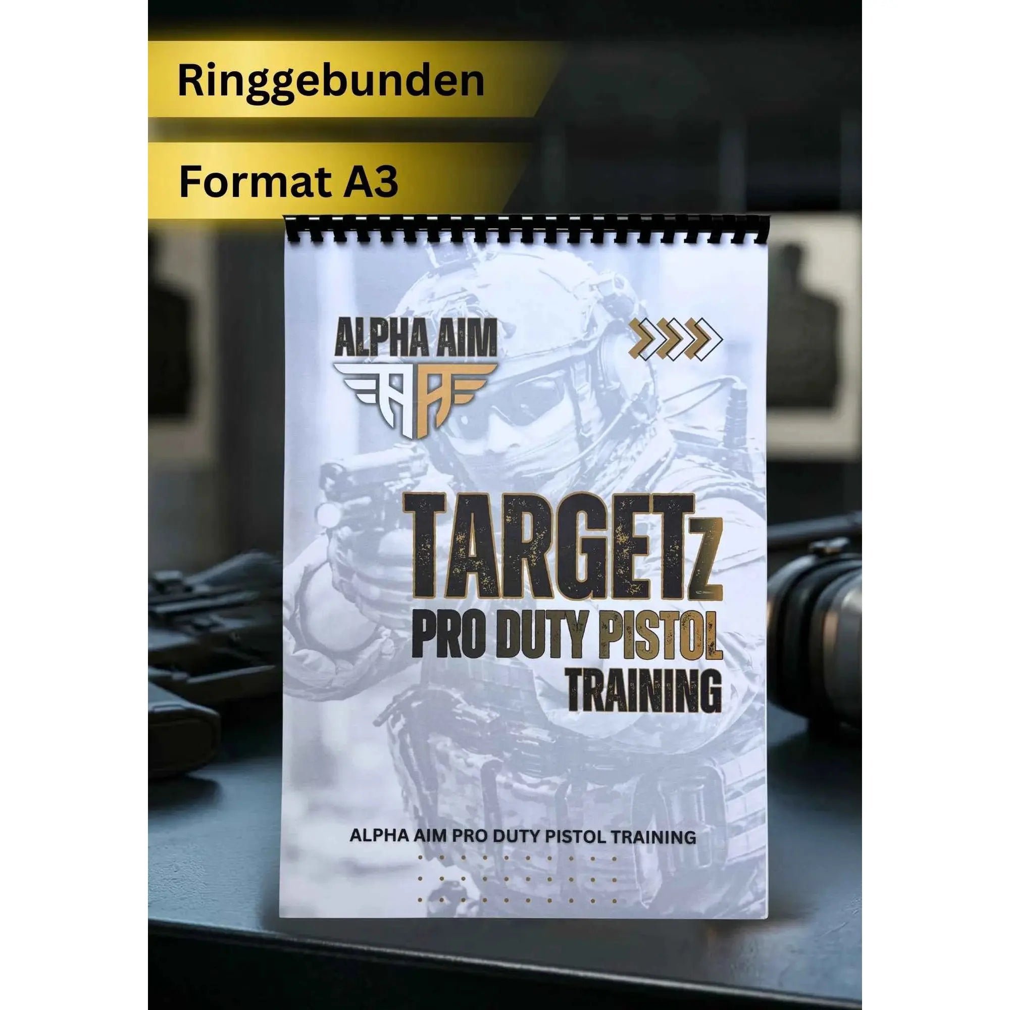 ALPHA AIM TARGETz Pro Duty Pistol Training ALA.PPD – ringgebundener A3-Zielscheibenblock