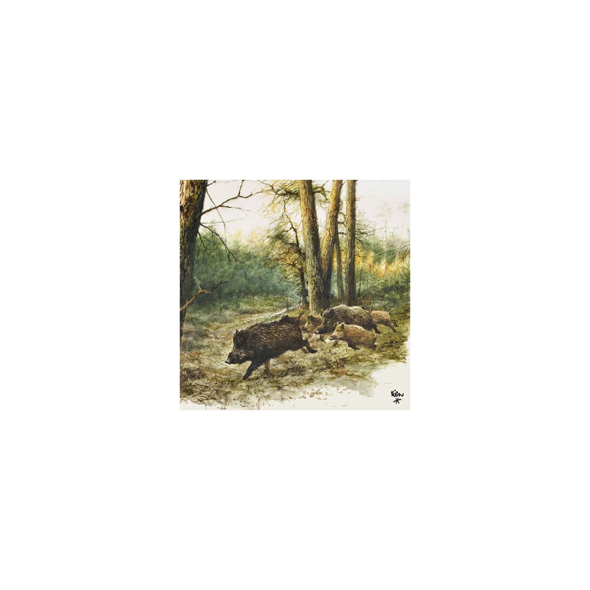 Ambiente Jagdservietten Sauen mit Waldmotiv von Rien Poortvliet