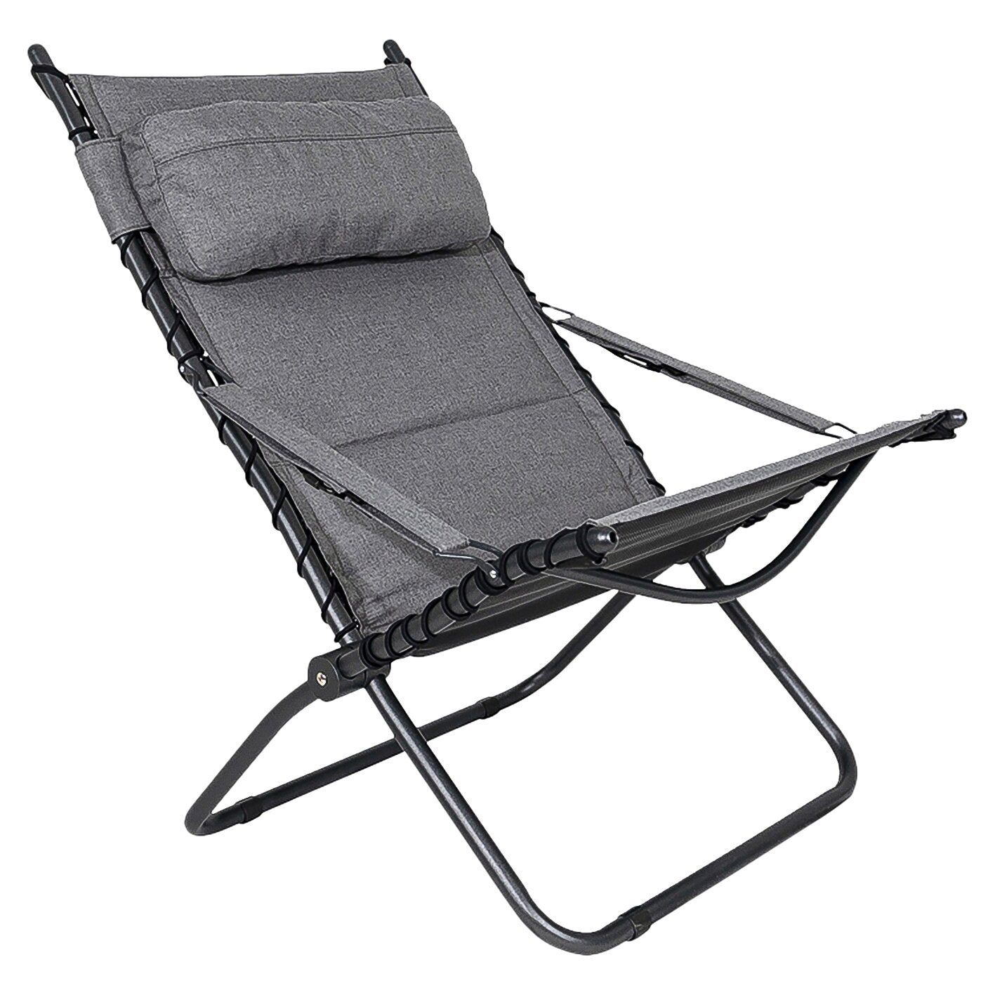 Verstellbarer Relaxsessel AP/262 Tex-Comfort mit hellgrauem Textilbezug, gepolstertem Kopfkissen und schwarzem Metallgestell