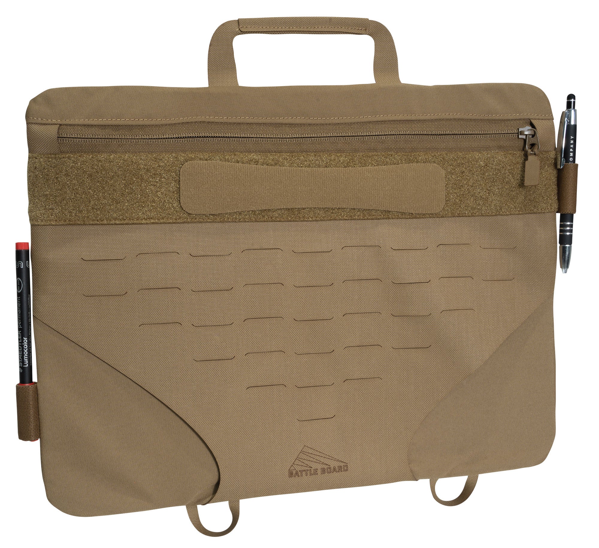 Battle Board Swift 4.0 Large Coyote Rückseite mit Lasercut-MOLLE und Klettfläche