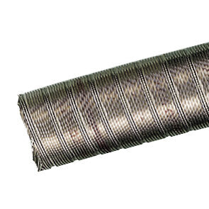 Flexibles Abgasrohr aus Metall mit gerippter Außenwand, silbernes Rohrsegment mit gleichmäßigen Rippen
