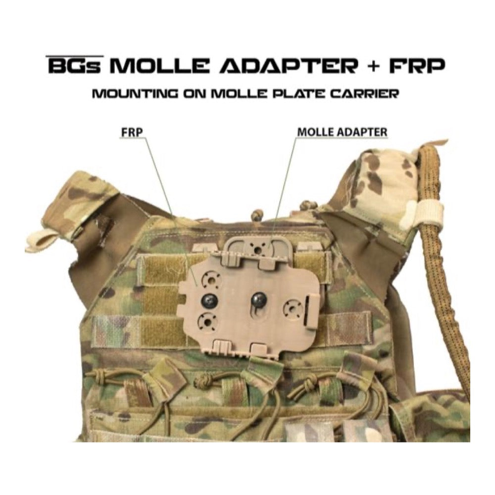BGs MOLLE Adapter Kit in FDE an einem Plattenträger montiert