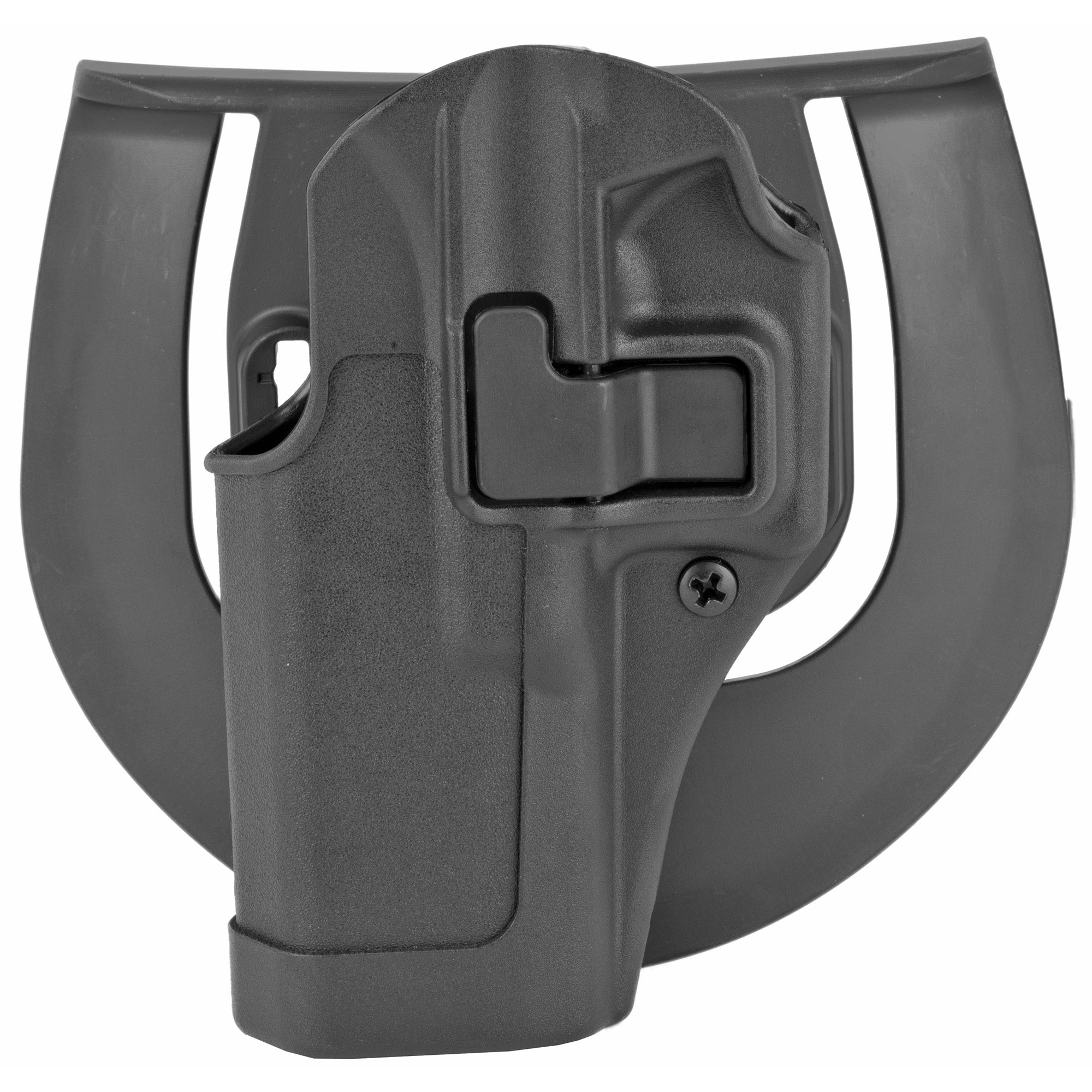 Blackhawk SERPA CQC Holster 410500BK-L für Glock 17/22/31, Schwarz, Linkshand – Vorderansicht mit Paddle