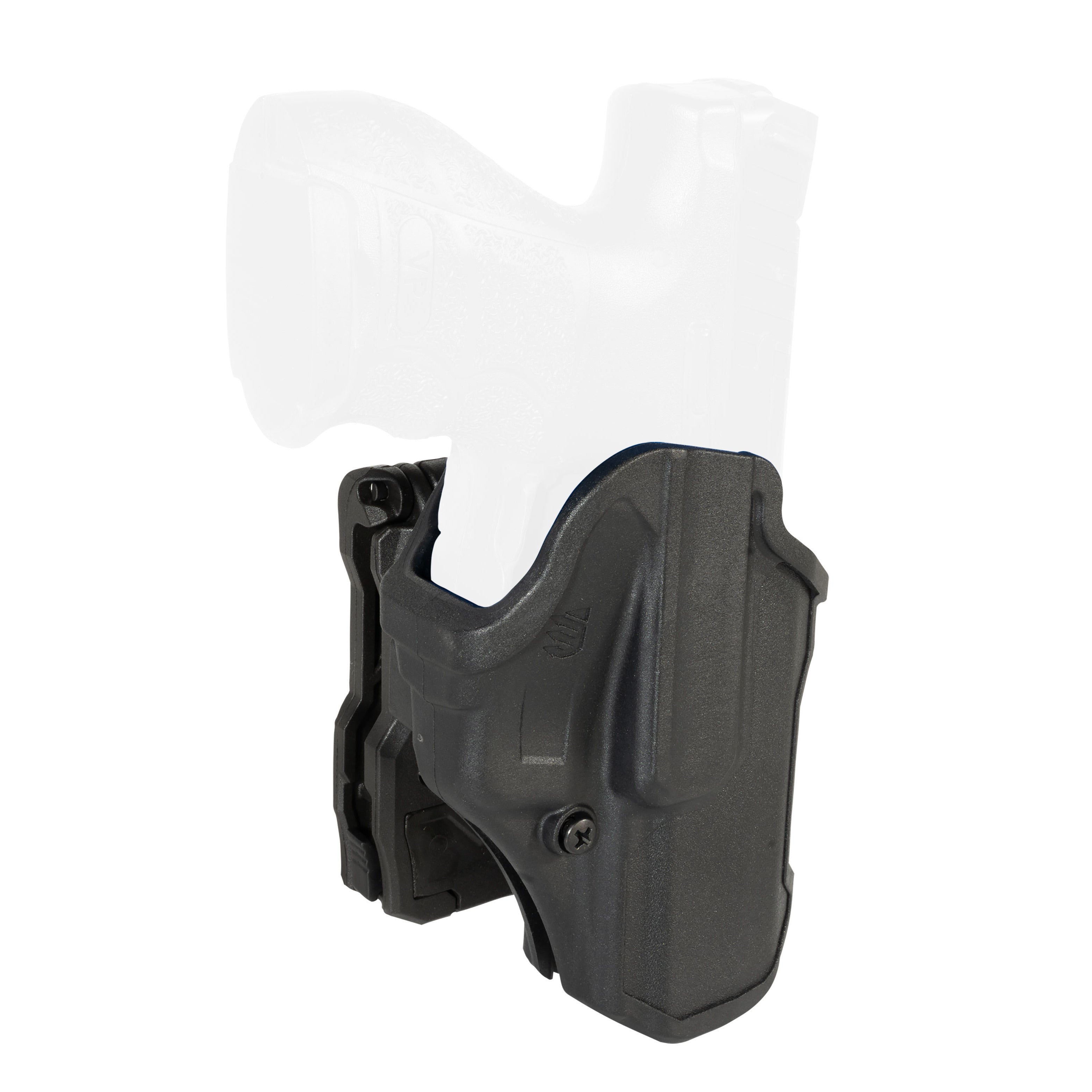 Blackhawk T-Series L2C Holster 410779BKR für H&K VP9, Schwarz, Rechtshand, Frontansicht; Pistole nicht enthalten