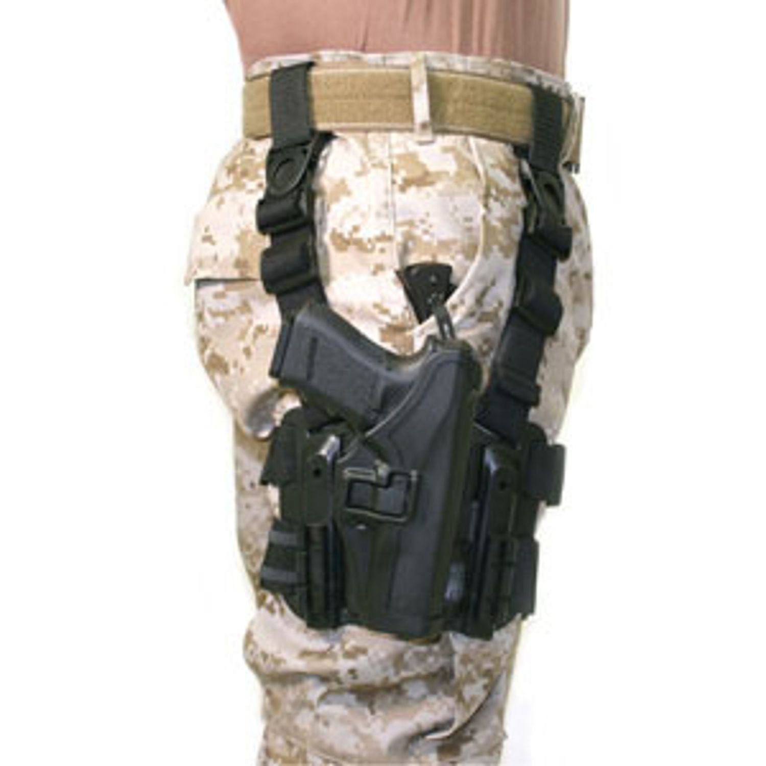 Blackhawk SERPA Level 2 Tactical Holster 430503BK-R für 1911 Government, Schwarz, Rechtshand – Oberschenkelplattform