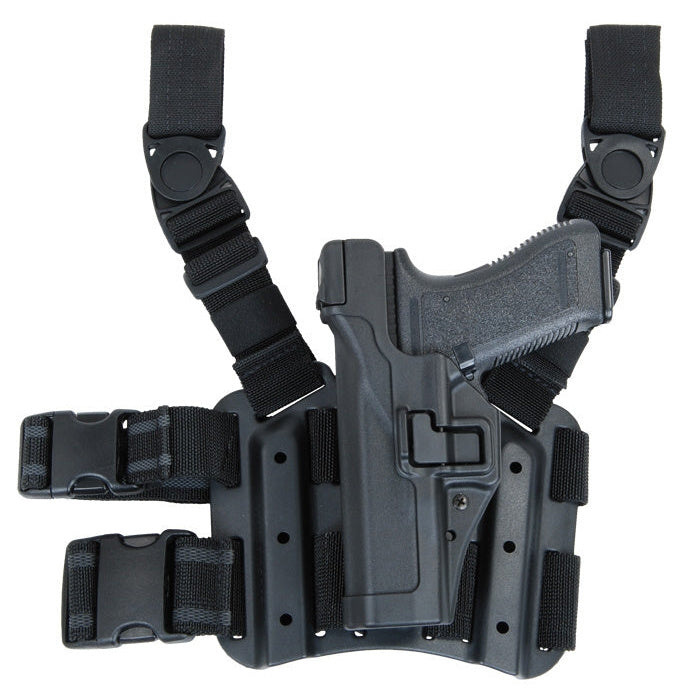 BLACKHAWK Level-3-Tiefziehholster für SIG Sauer P220/P226, Schwarz, Linkshand, mit Oberschenkelplattform