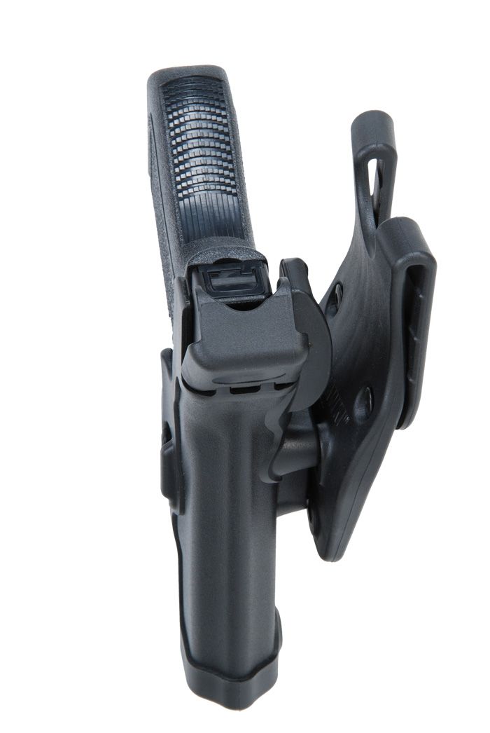BLACKHAWK SERPA Level 3 Duty Holster für Glock, Rechtshand – Rückansicht und Gürtelaufnahme