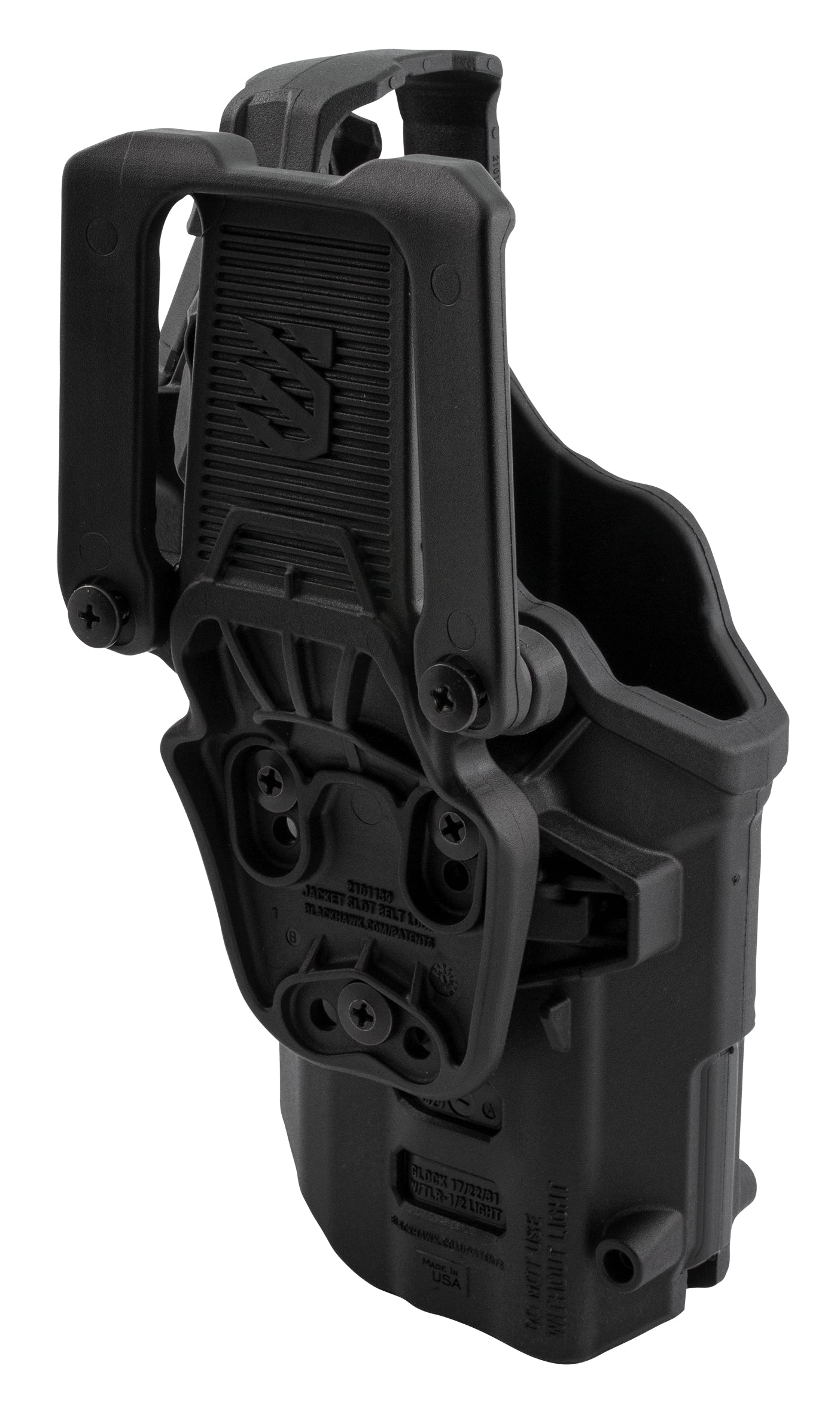 BLACKHAWK T-Series L3D RDS Light-Bearing Duty Holster Glock, rechts – Rückseite und Gürtelaufnahme