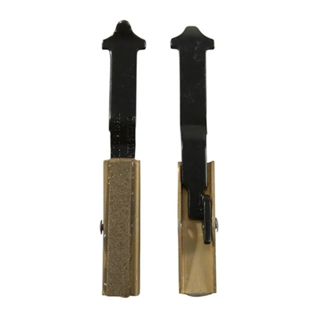 BROWNELLS Lauf-Honsteine 150er-Körnung – Vorder- und Rückseite der Stahlträger