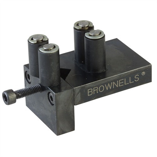 BROWNELLS Schraubenschlitz-Schneidvorrichtung aus schwarz oxidiertem Stahl mit Klemmschraube und Rollenführungen