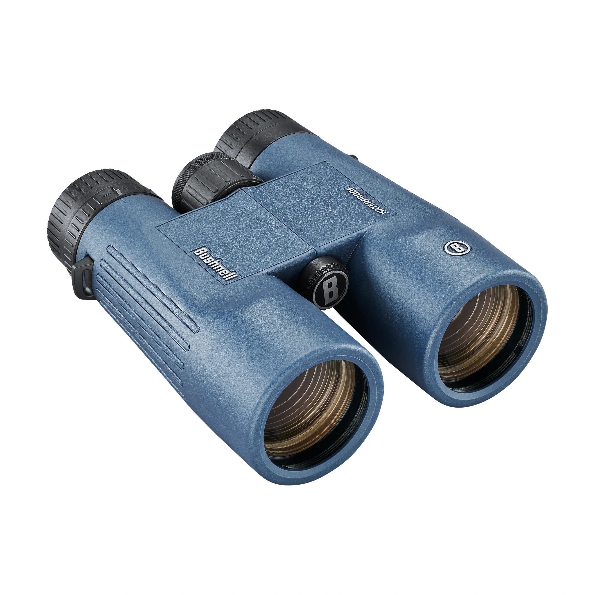 Bushnell H2O 8×42 in blauer Ausführung mit Dachkantoptik in schräger Vorderansicht
