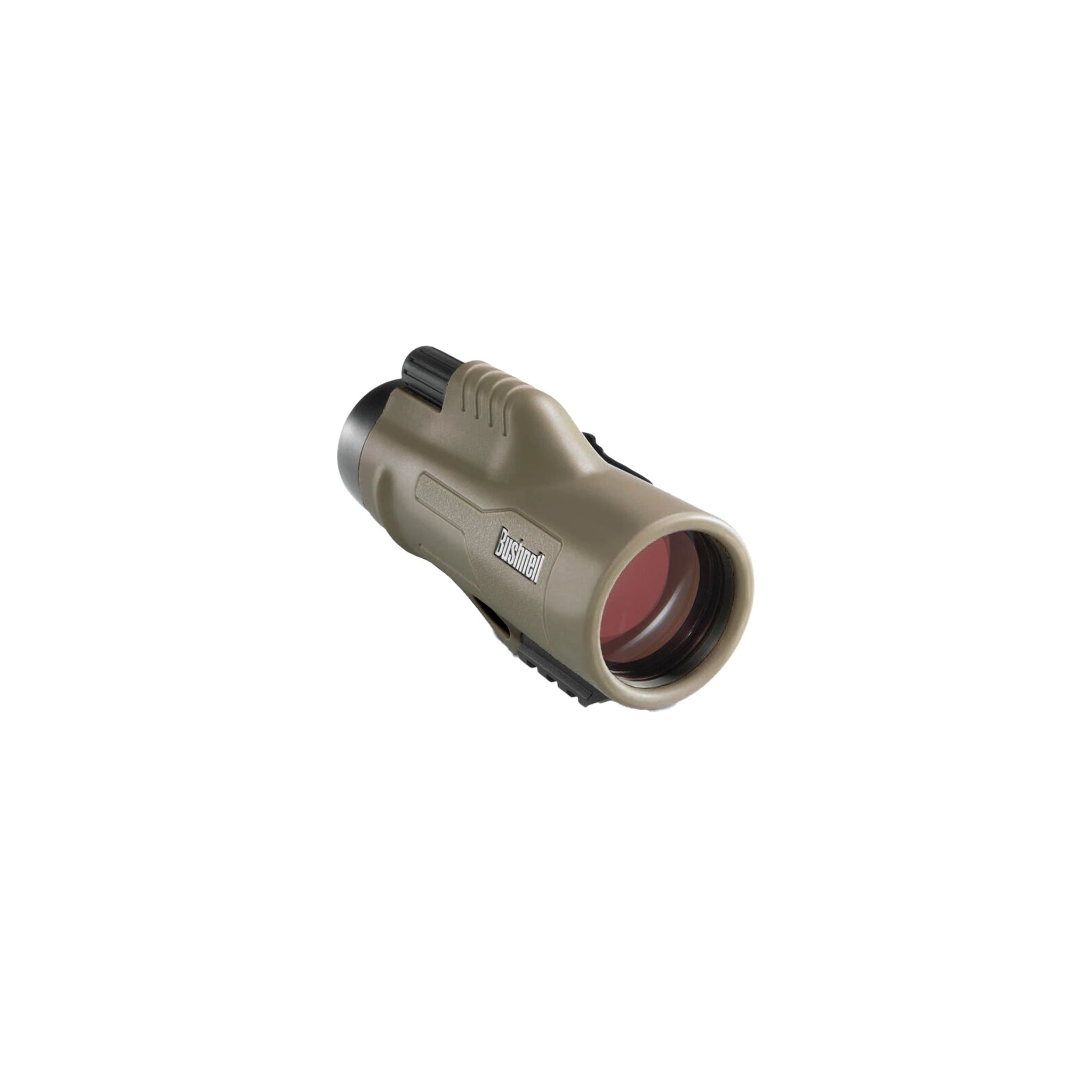 Bushnell Legend Ultra HD Tactical 10×42 – schräge Frontansicht des Tan-Monokulars