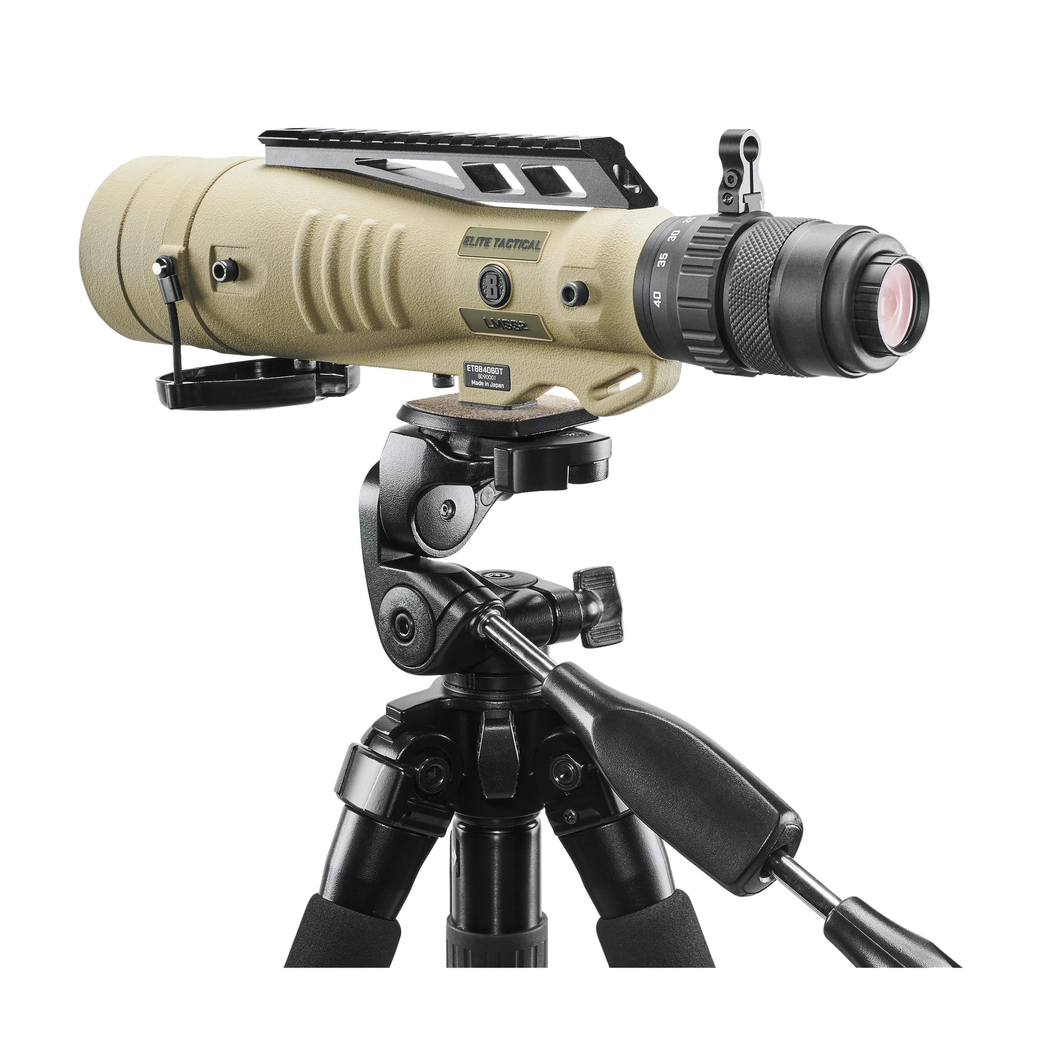 Bushnell Elite Tactical LMSS2 8–40×60 TREMOR4 – Anwendungsansicht auf einem separat erhältlichen Stativ