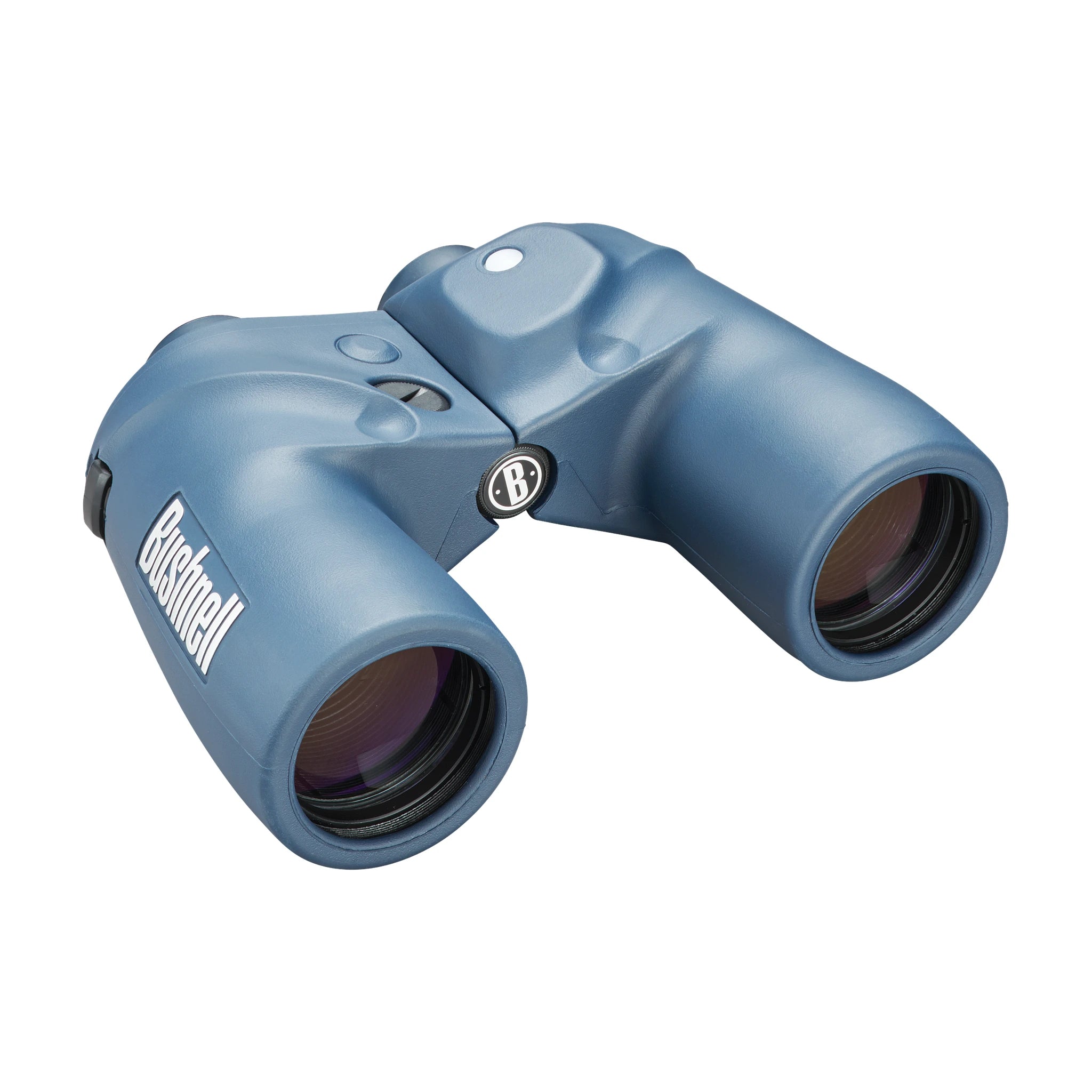 Bushnell Marine 7×50 mit Kompass in blauer schräger Vorderansicht