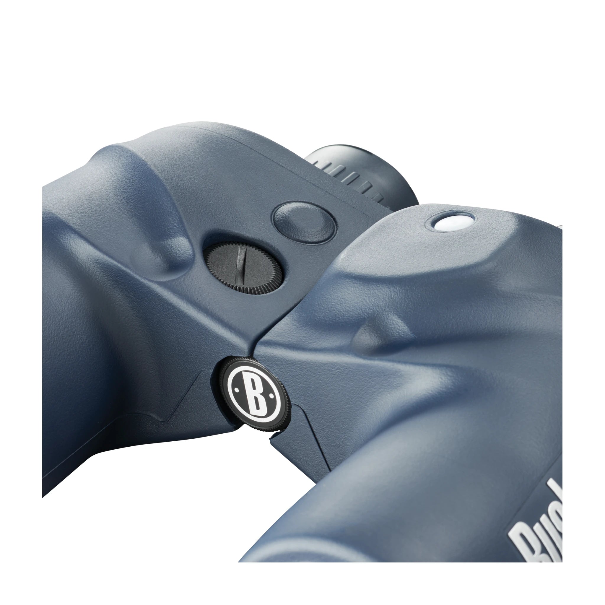 Detail des Bushnell Marine 7×50 mit Taste, Batteriefachdeckel und Kompass-Lichteinlass