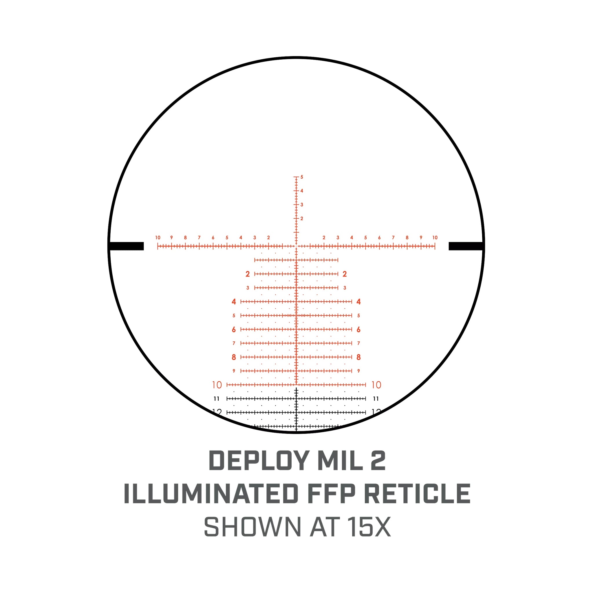 Bushnell Match Pro ED 3–18×50 – Beleuchtetes Deploy-MIL-2-Absehen bei 15-facher Vergrößerung