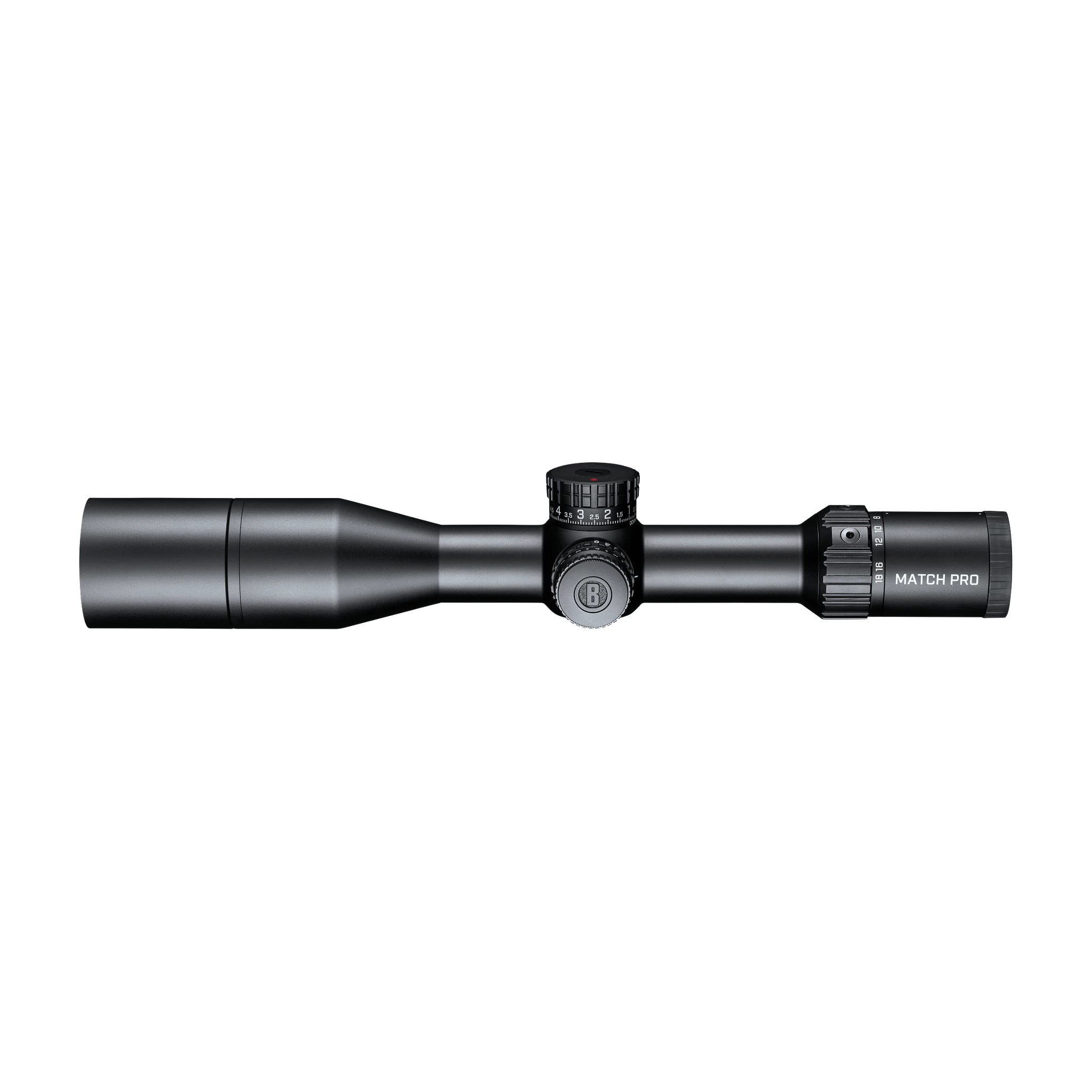 Bushnell Match Pro ED 3–18×50 – Linke Seitenansicht mit Sonnenblende