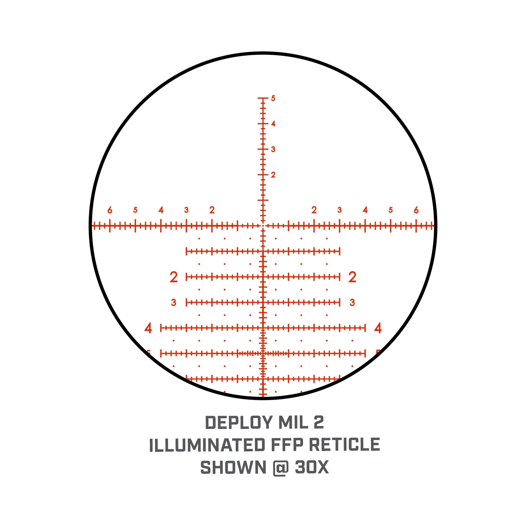 Bushnell Match Pro ED 5–30×56 – Beleuchtetes Deploy-MIL-2-Absehen bei 30-facher Vergrößerung