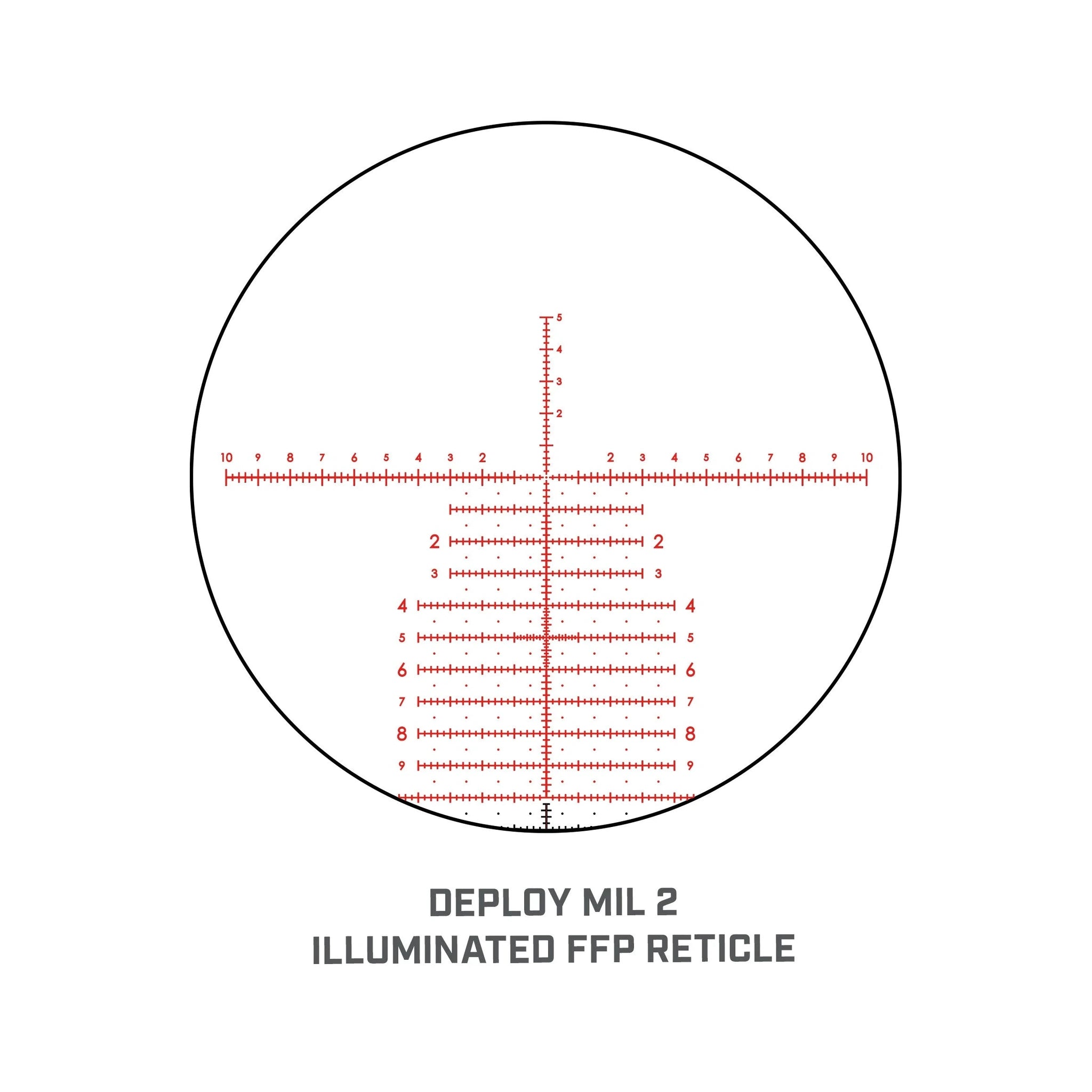 Bushnell Match Pro ED 5–30×56 – Detailansicht des beleuchteten Deploy-MIL-2-Absehens