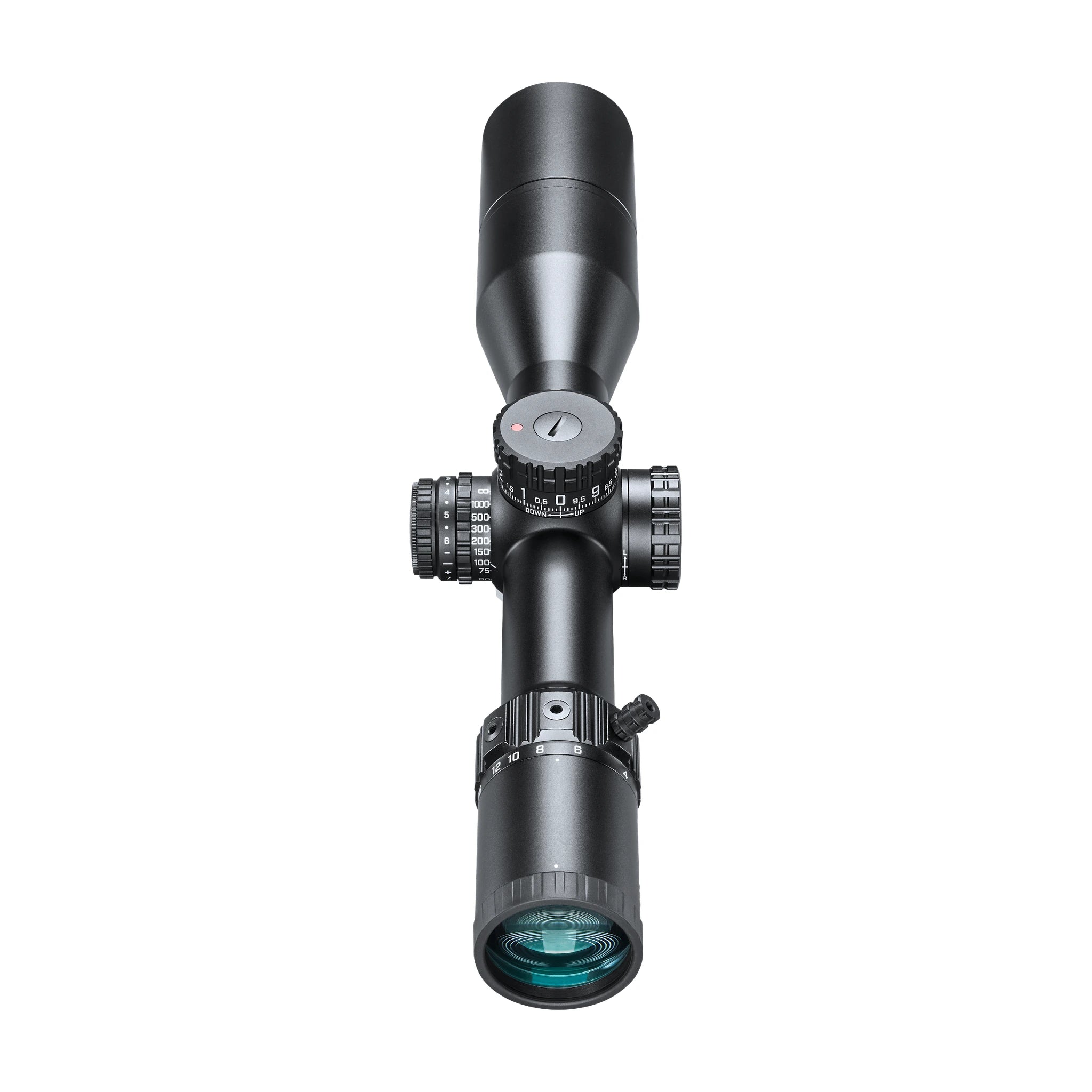 Bushnell Match Pro ED 3–18×50 – Okularansicht mit montierter Sonnenblende