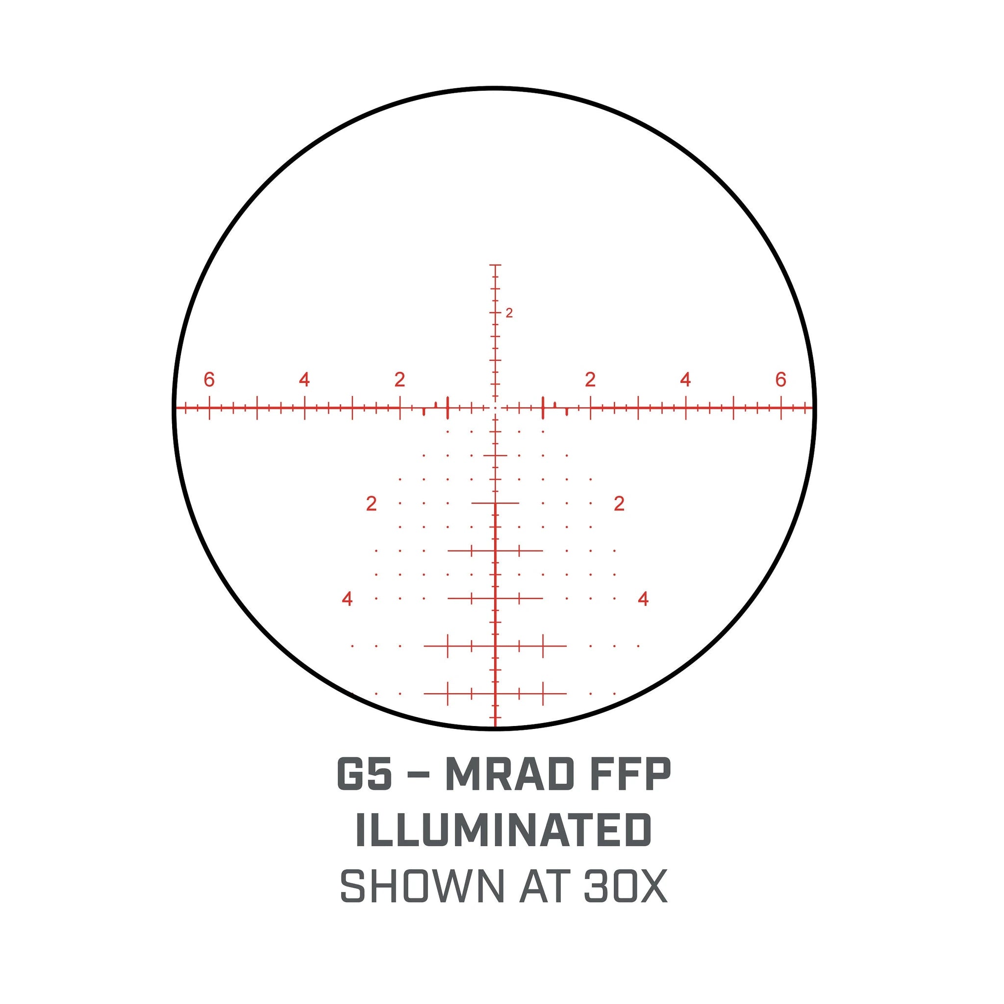 Bushnell Match Pro ED 5–30×56 – Beleuchtetes G5-MRAD-Absehen bei 30-facher Vergrößerung