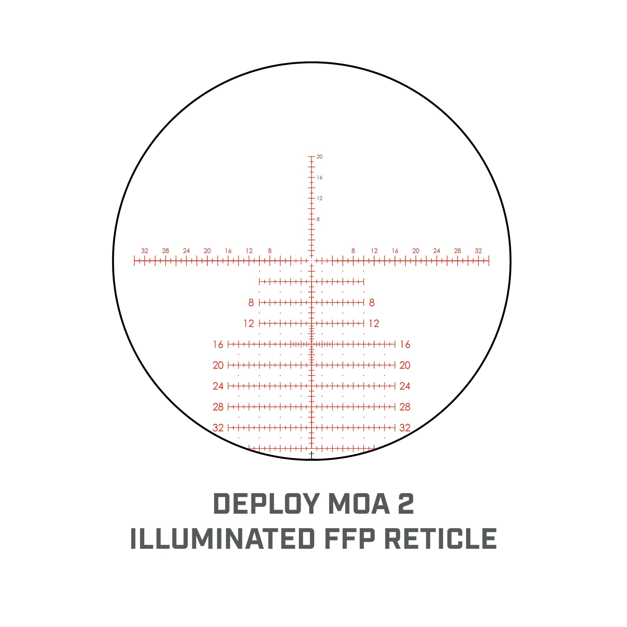 Bushnell Match Pro ED 5–30×56 – Detailansicht des beleuchteten Deploy-MOA-2-Absehens
