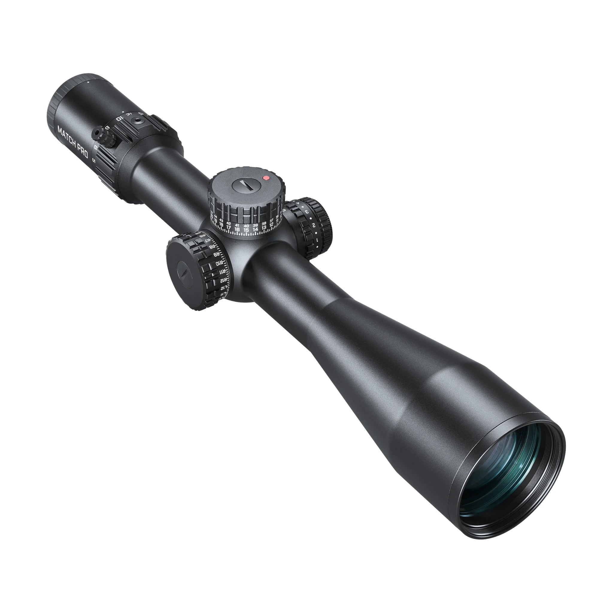 Bushnell Match Pro ED 5–30×56 – Schrägansicht mit MOA-Verstelltürmen