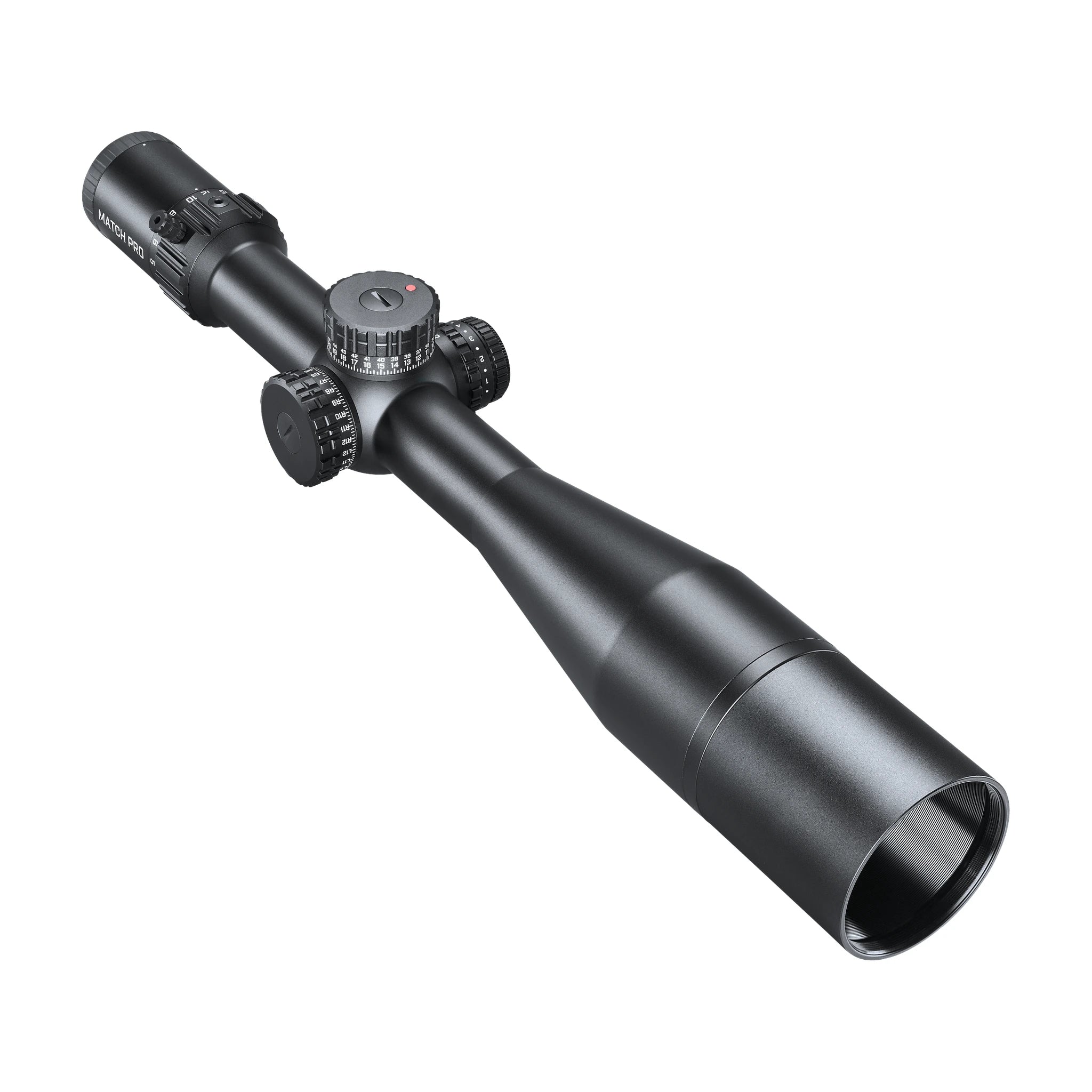 Bushnell Match Pro ED 5–30×56 – Schrägansicht mit Sonnenblende