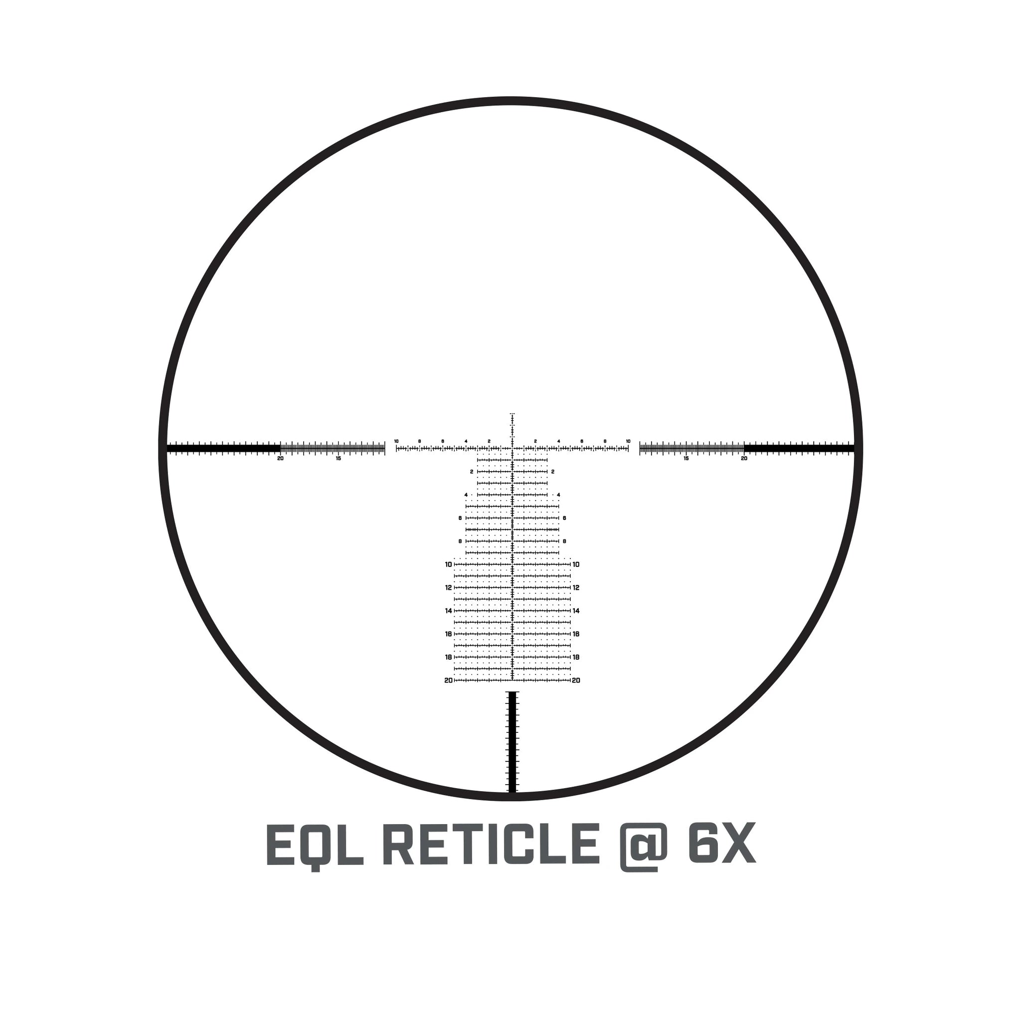 Herstellerdarstellung des EQL-MRAD-Absehens bei 6-facher Vergrößerung