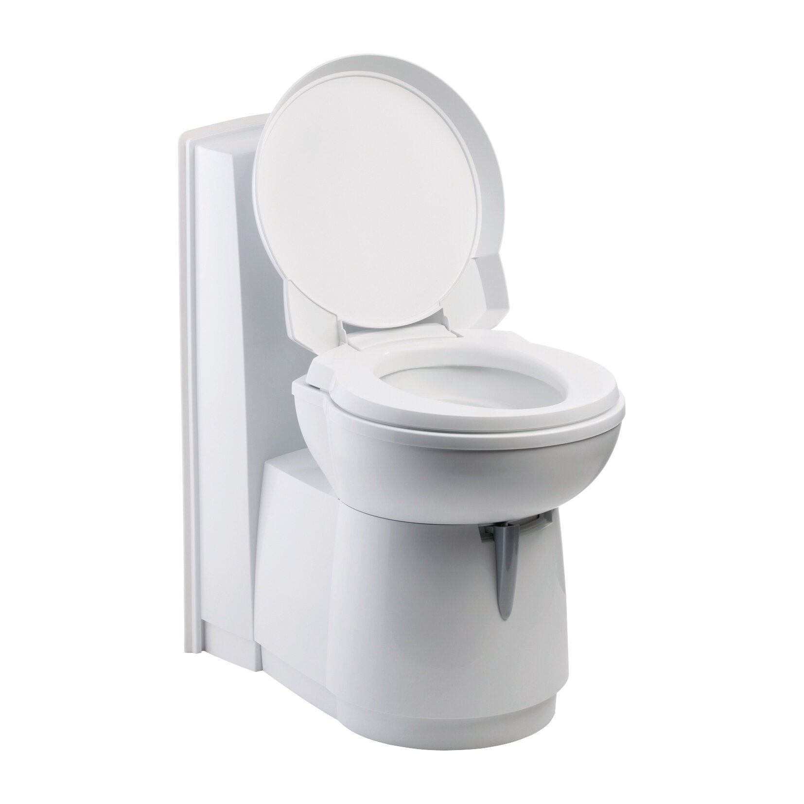 Weiße Cassettentoilette C260 Typ C262-CWE mit geöffnetem Deckel, rundem Sitz und seitlich sichtbarer Tankeinheit
