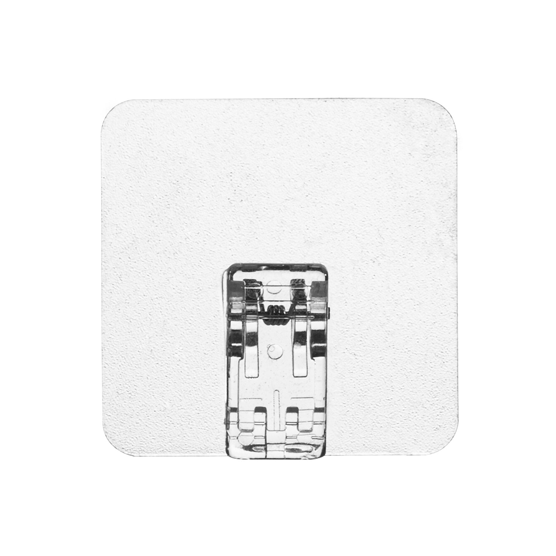 Magische Haken Clip Mini: kleiner Metallclip mit Federmechanismus auf einer hellen, strukturierten Karte mit abgerundeten Ecken