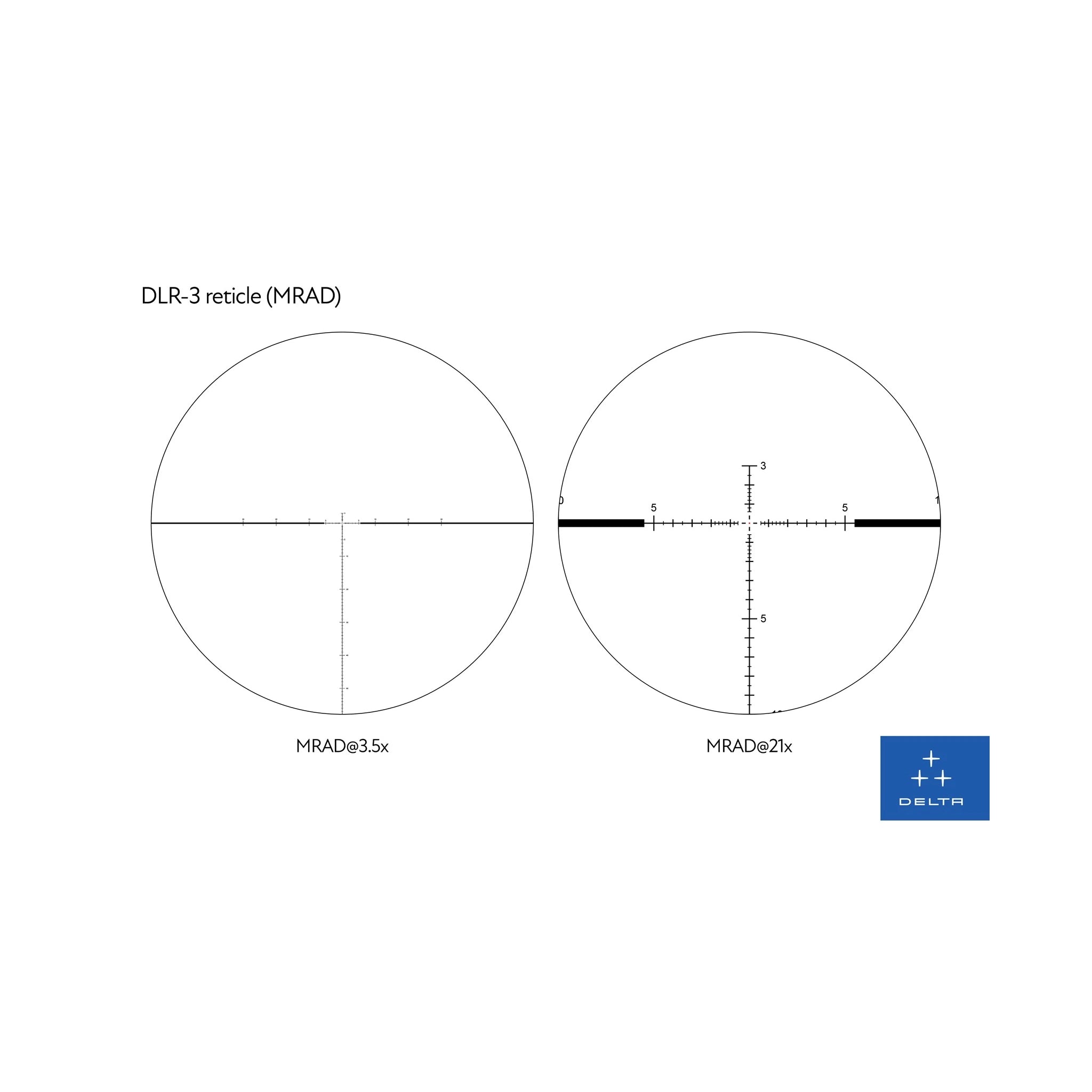 Delta Optical Stryker HD 3,5–21×44 – DLR-3-Absehen bei 3,5-fach und 21-fach