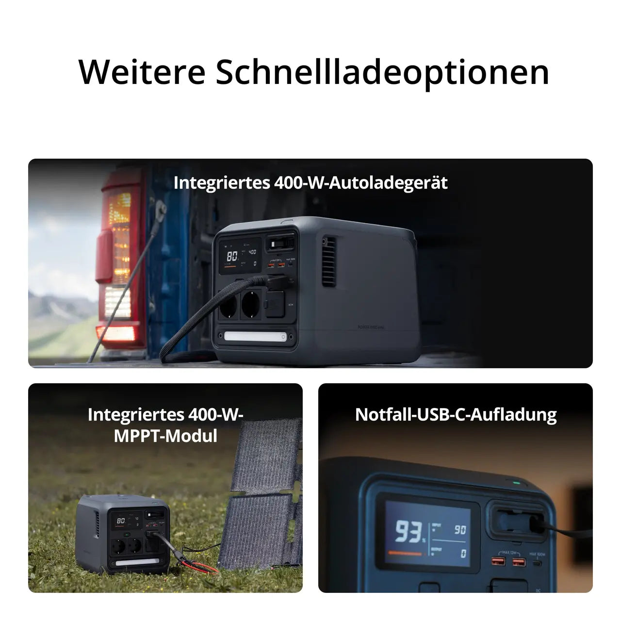DJI Power 1000 Mini Laden über Fahrzeug, Solar und USB-C