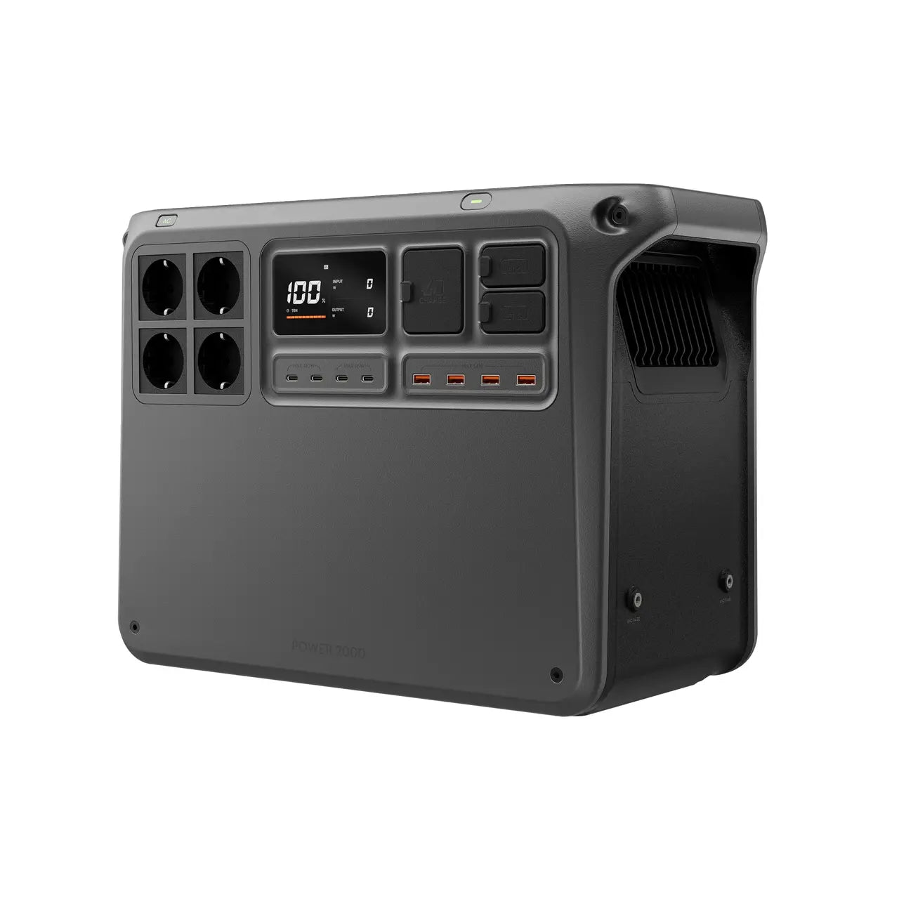 DJI Power 2000 Powerstation – Vorderseite und rechte Gehäuseseite