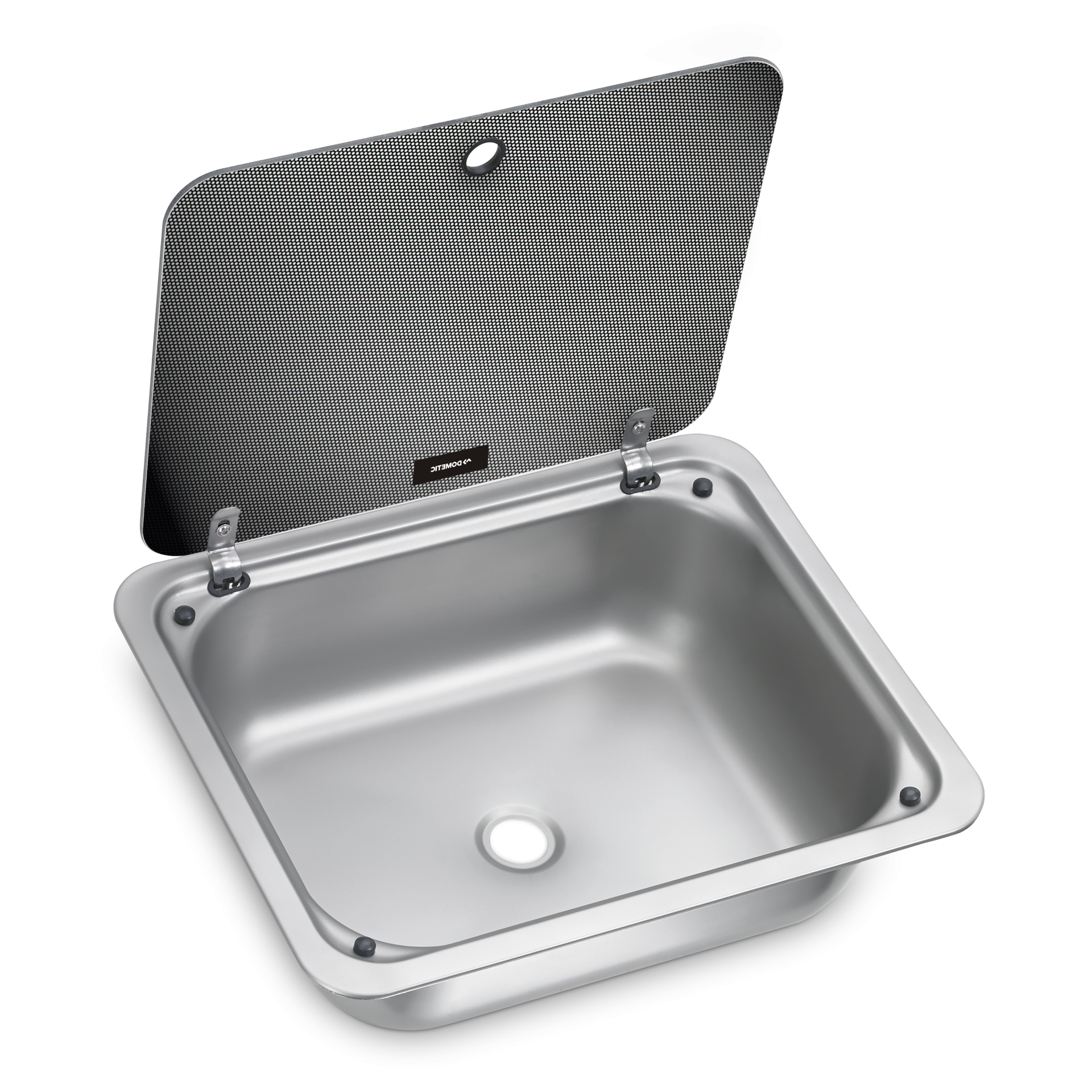 Dometic SNG 4133 Edelstahl-Spüle 410 × 335 mm mit hitzebeständiger Sicherheitsglasabdeckung