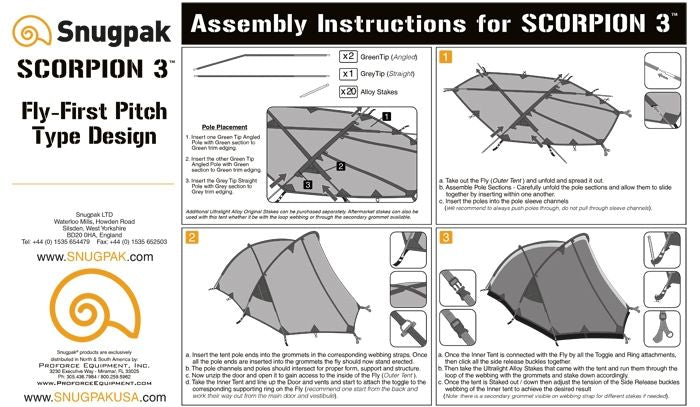 SnugpakSnugpak Scorpion 3 – Dreimann Tunnelzelt - Black Raptor